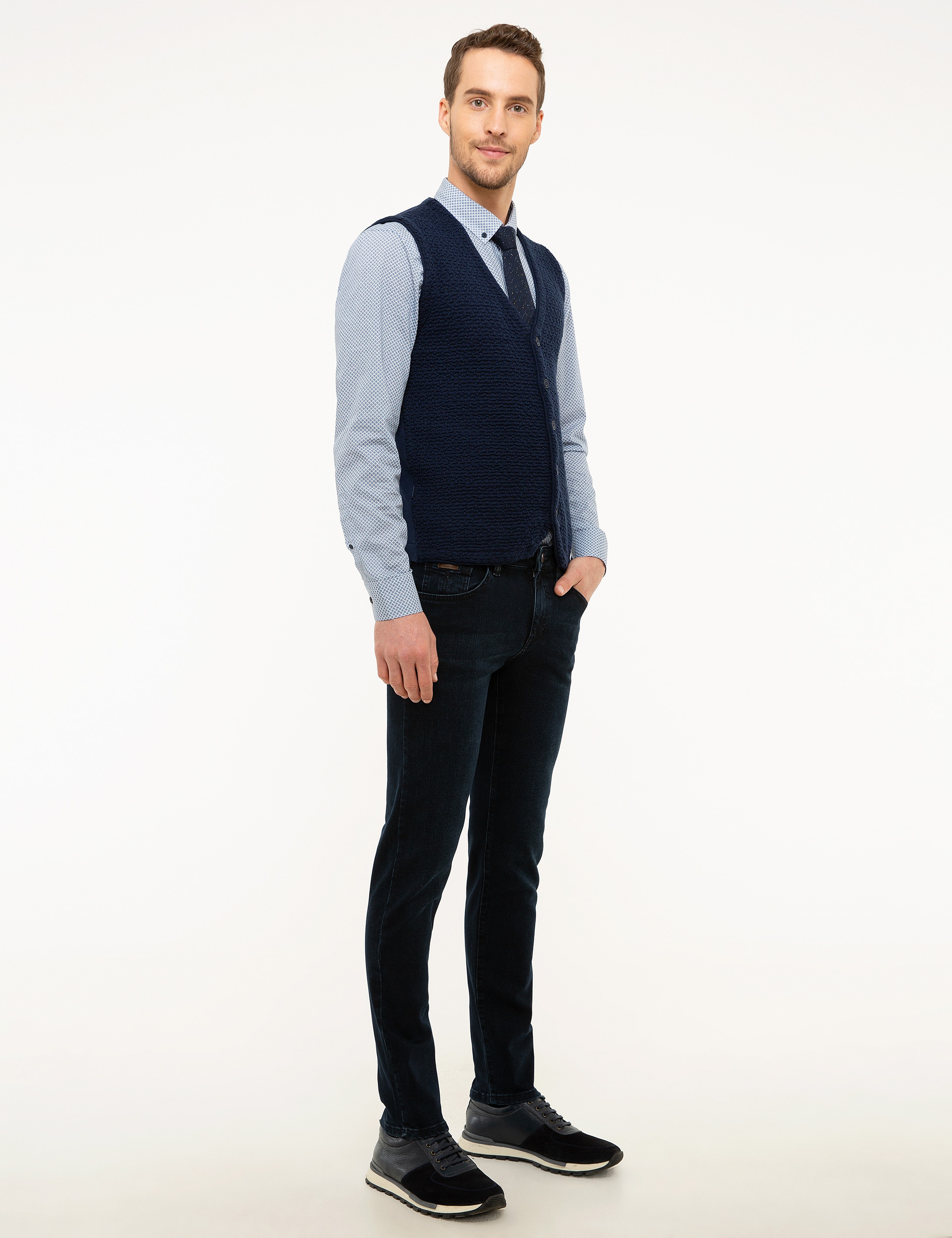 Lacivert Slim Fit Denim Pantolon - Image 2