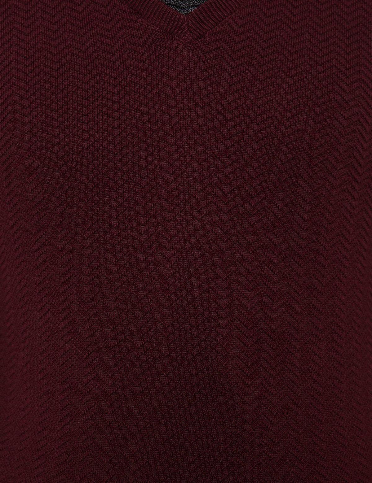 Bordo Slim Fit V Yaka Triko Kazak - 50210687034