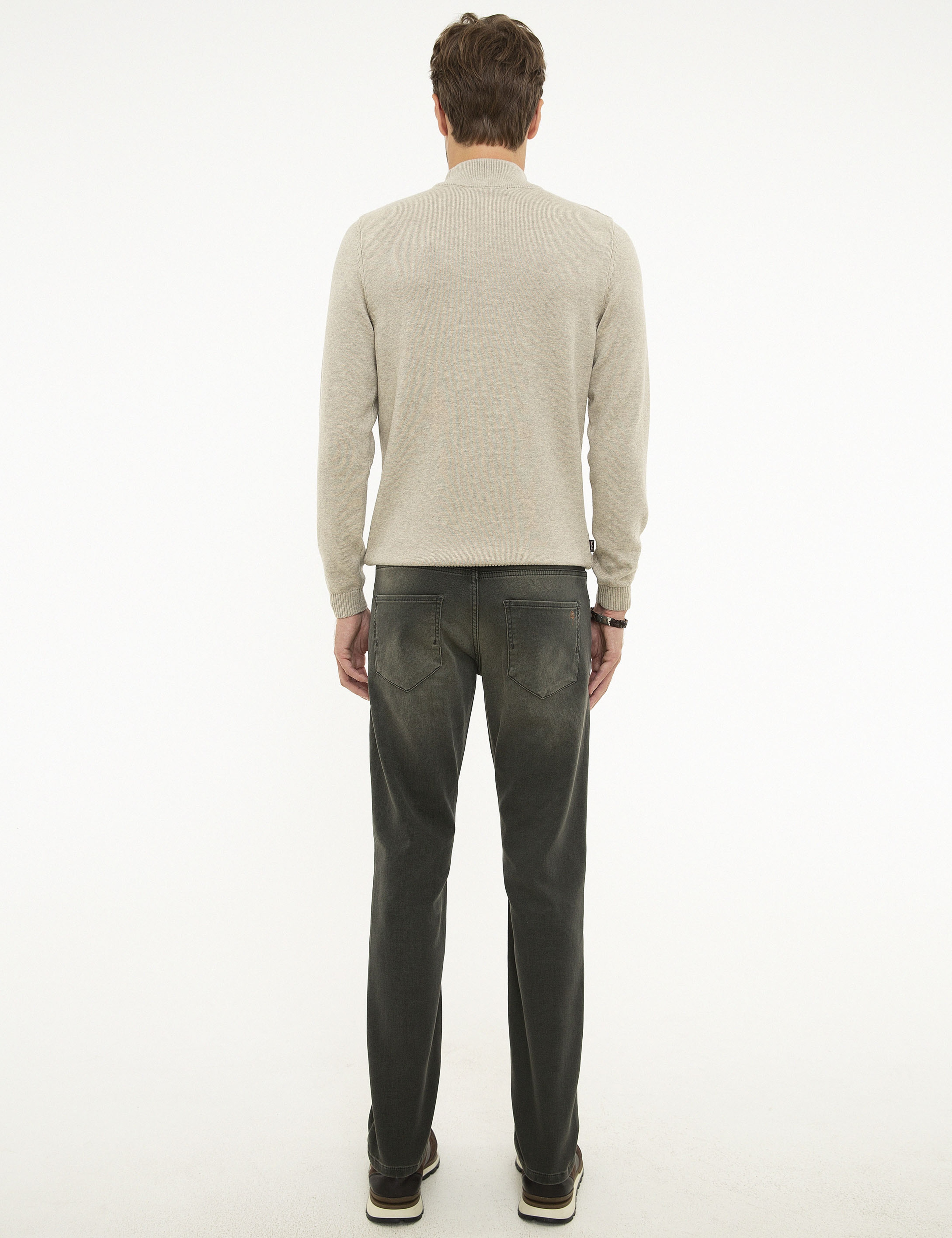 Haki Slim Fit Denim Pantolon - Image 3