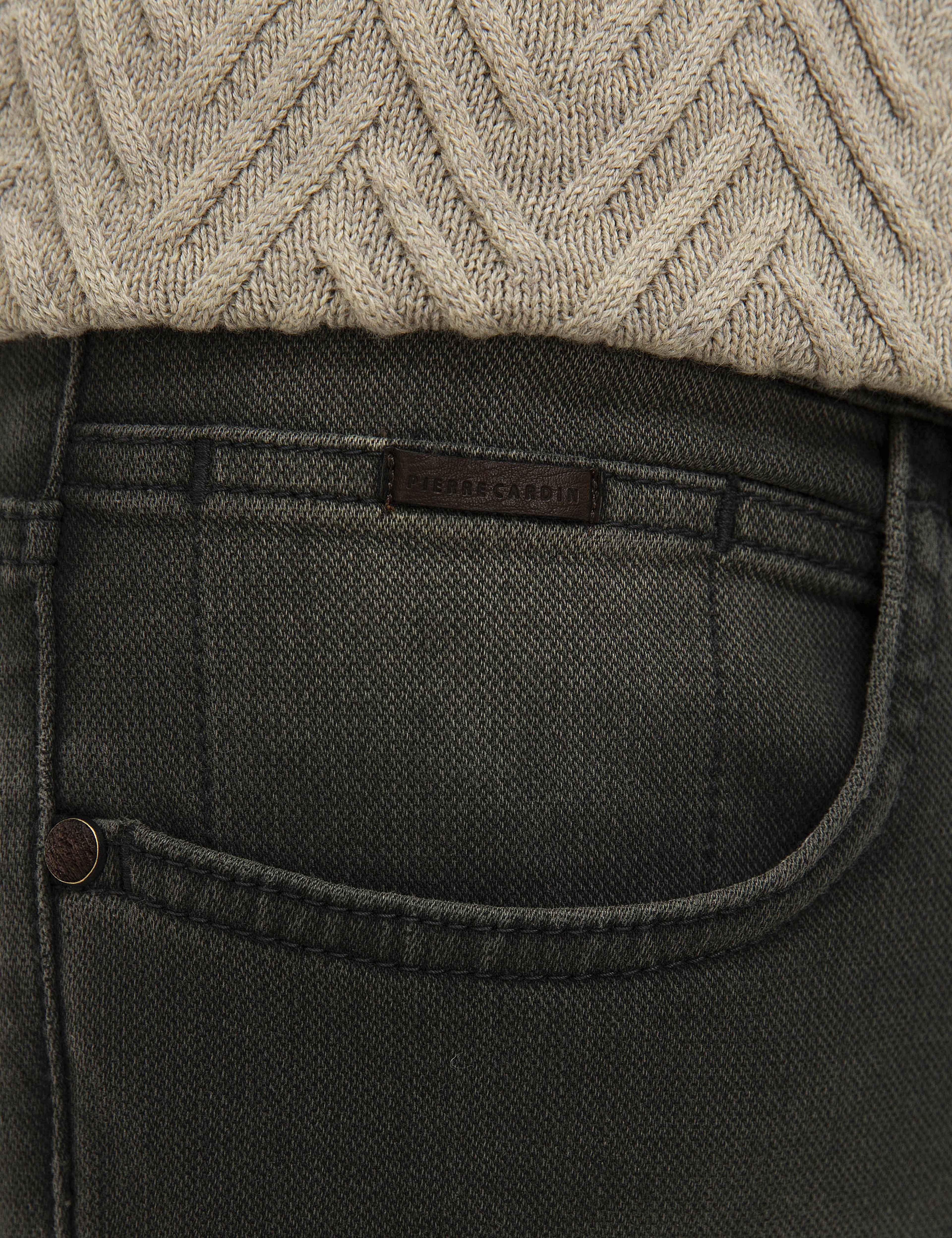 Haki Slim Fit Denim Pantolon - Image 4