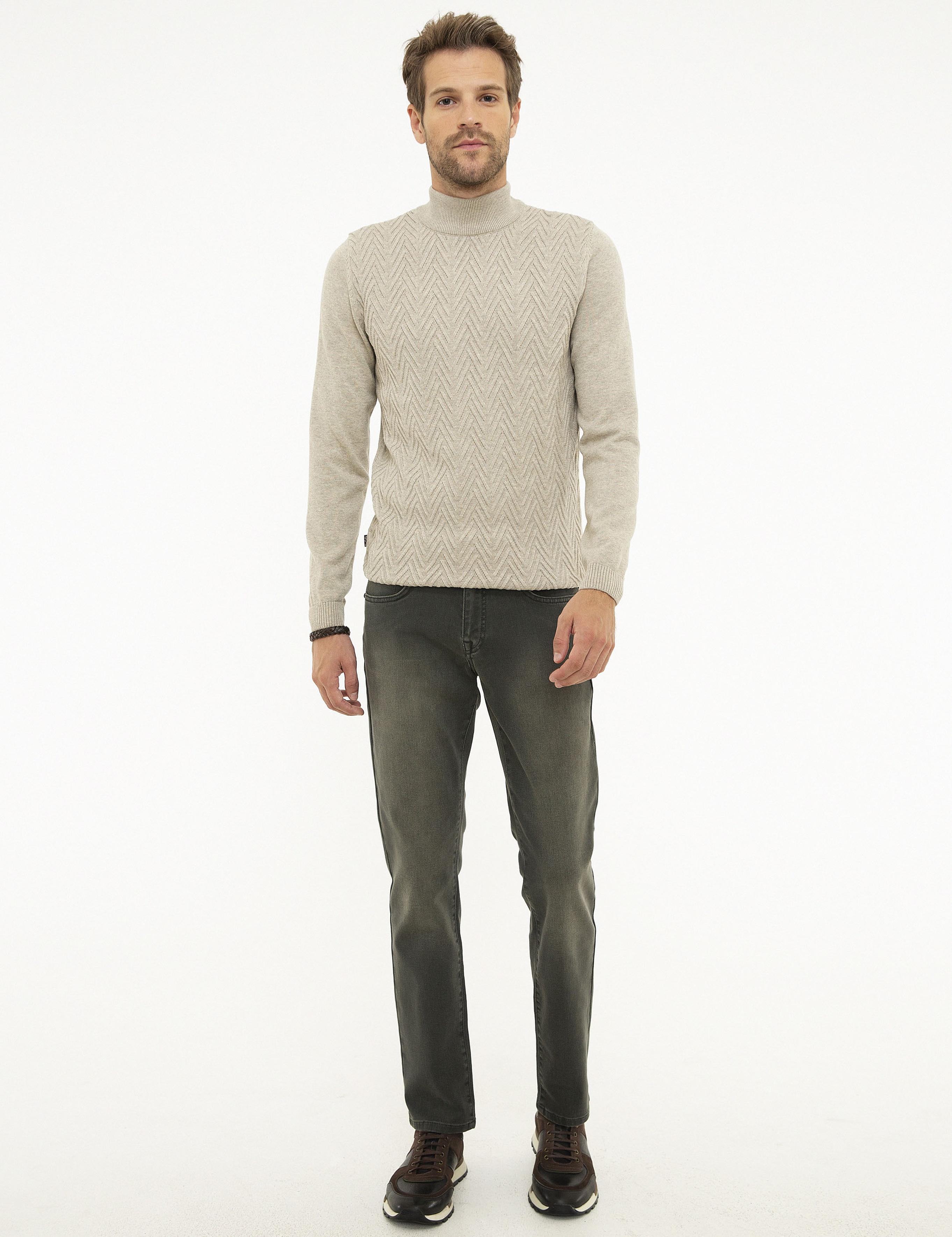 Haki Slim Fit Denim Pantolon