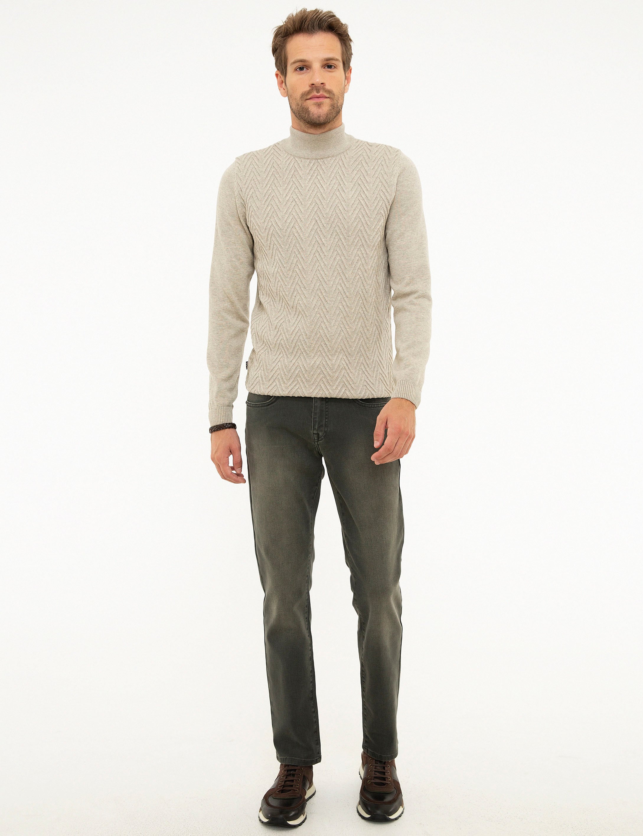 Haki Slim Fit Denim Pantolon