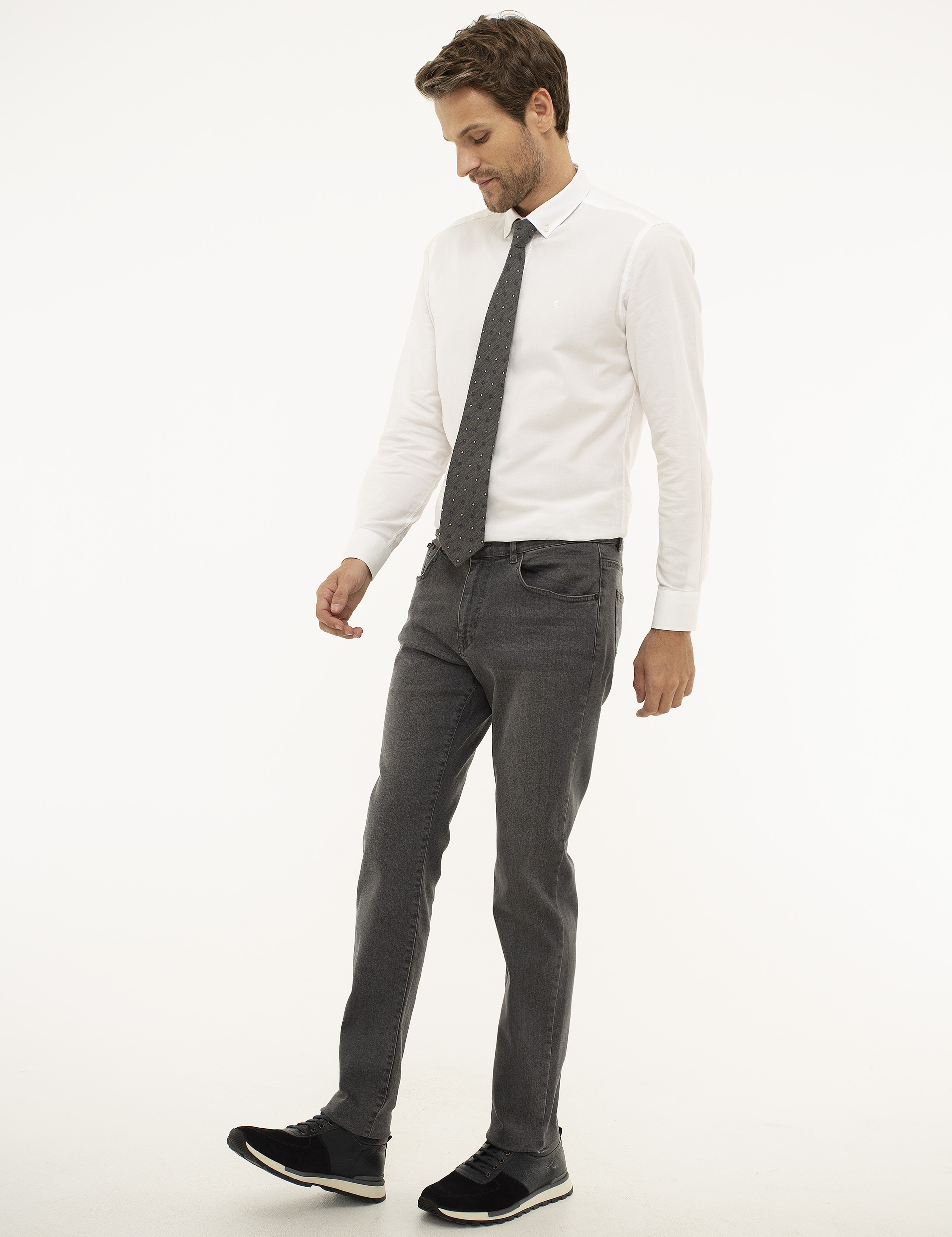 Gri Slim Fit Jean Pantolon - Image 2