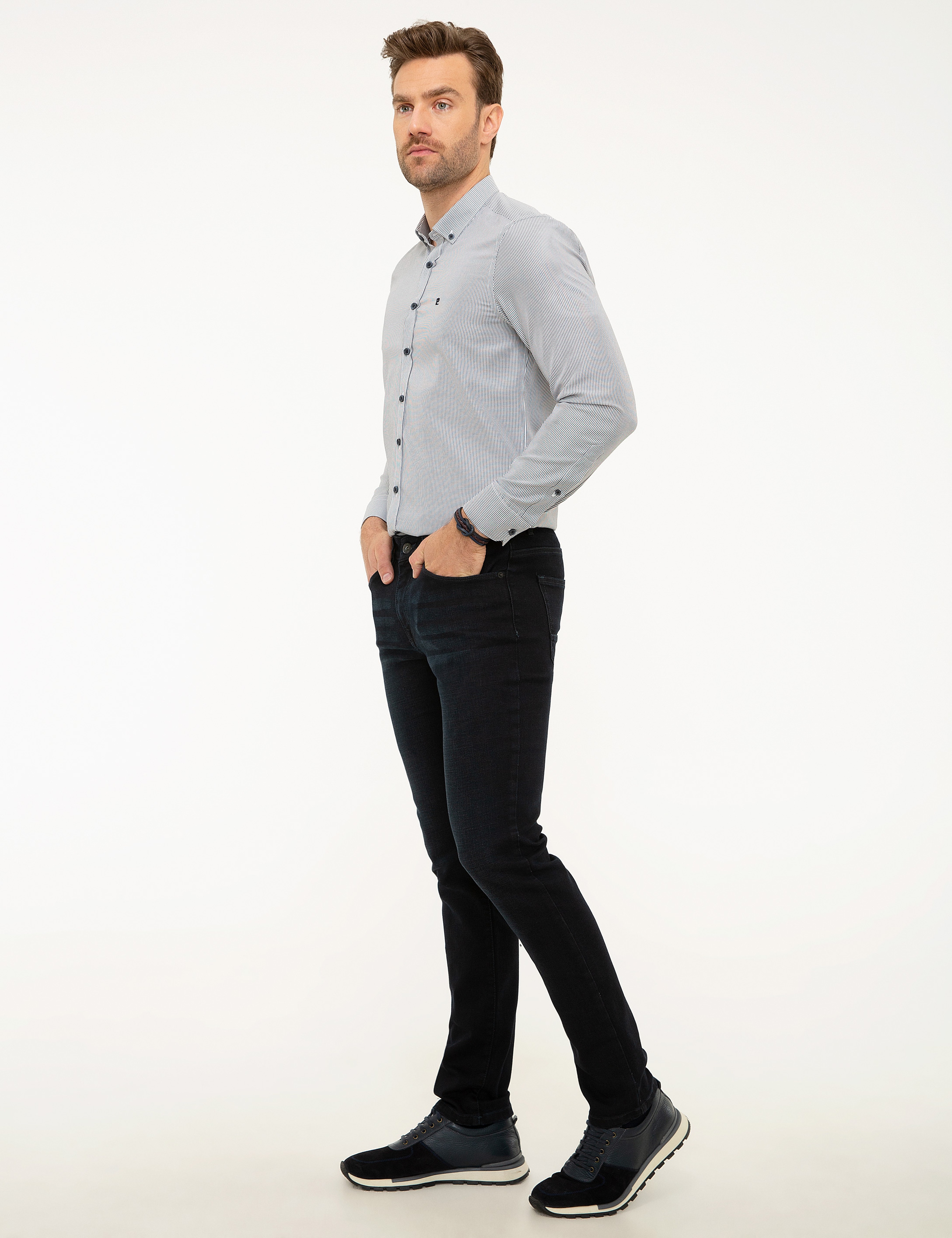 Koyu Lacivert Slim Fit Jean Pantolon
