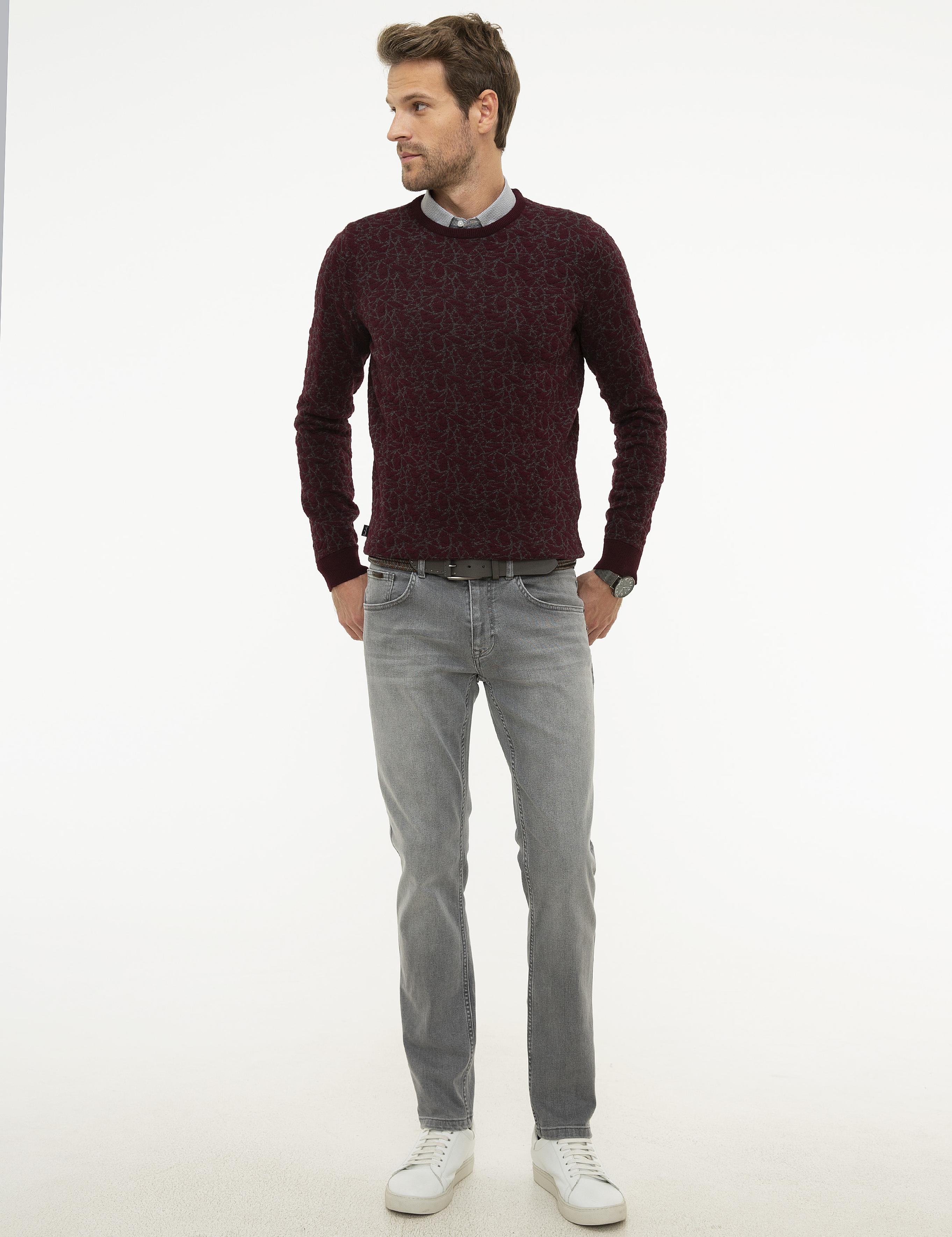 Bordo Slim Fit Triko Kazak