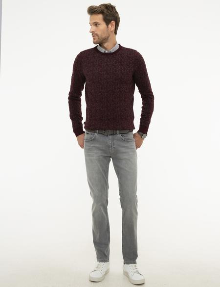 Bordo Slim Fit Triko Kazak - 50211357004