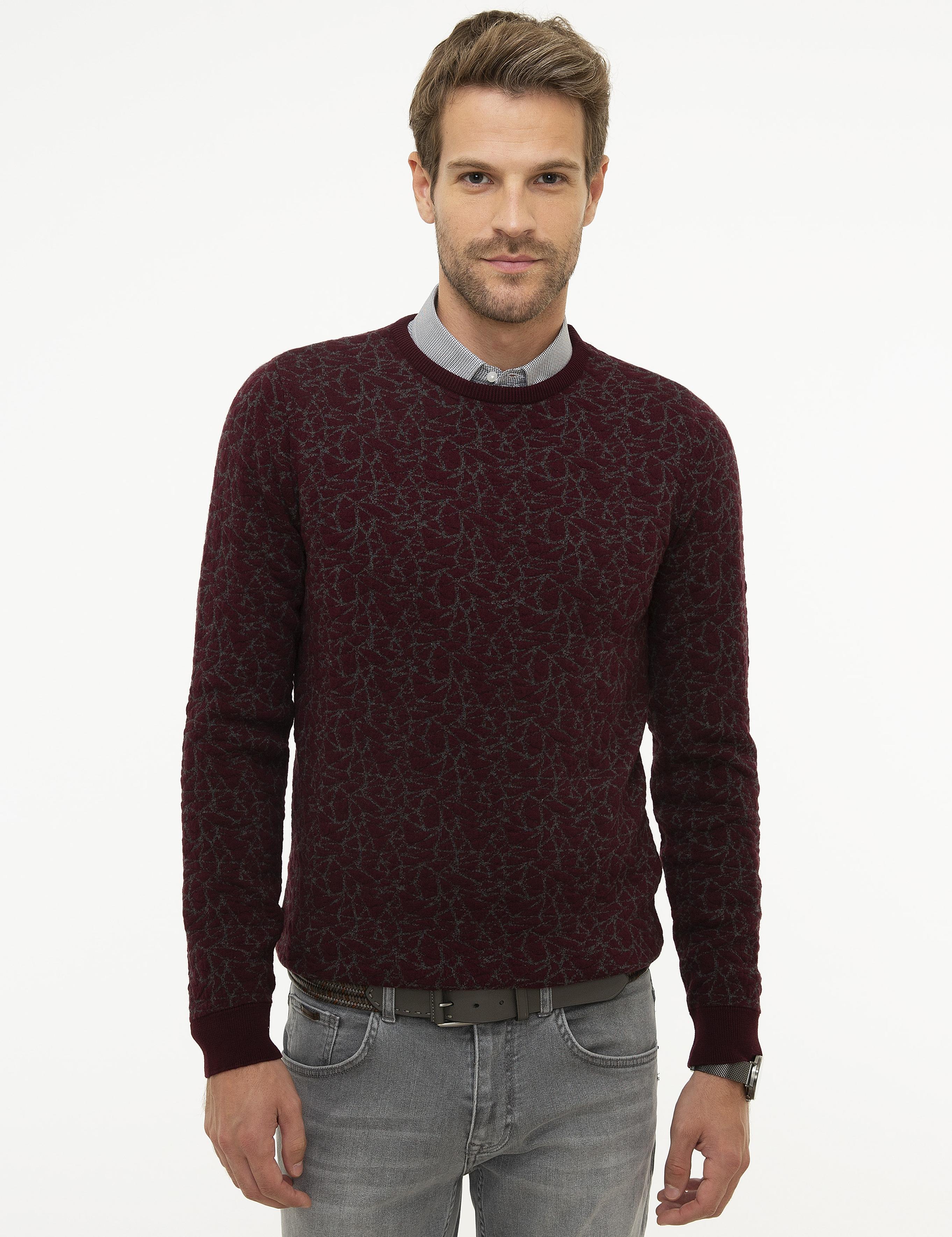 Bordo Slim Fit Triko Kazak