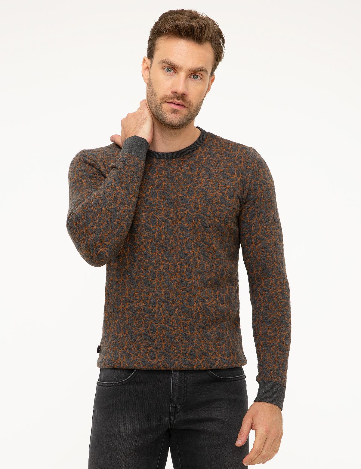 Gri Melanj Slim Fit Triko Kazak - 50211357044