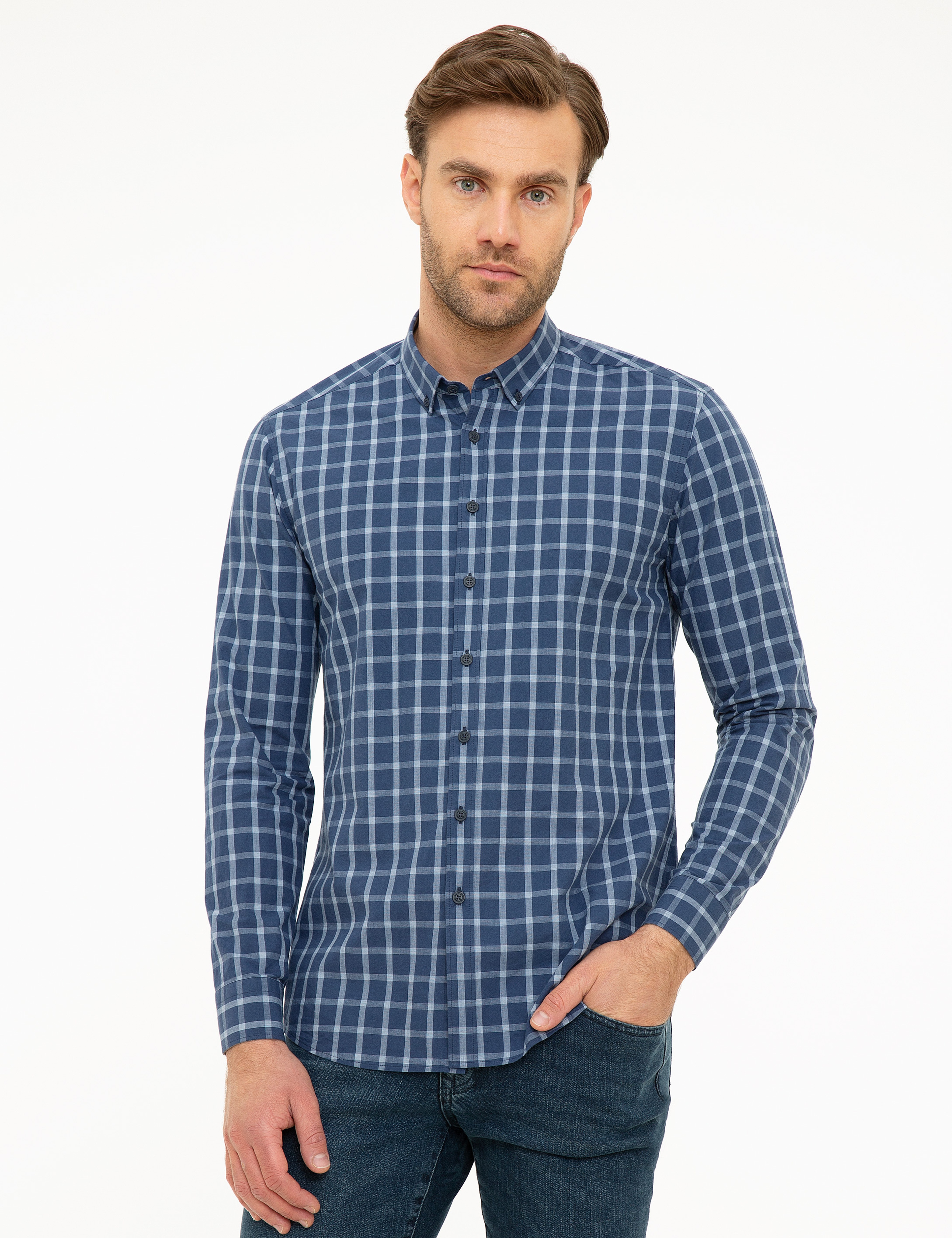 Lacivert Slim Fit Gömlek - Image 1