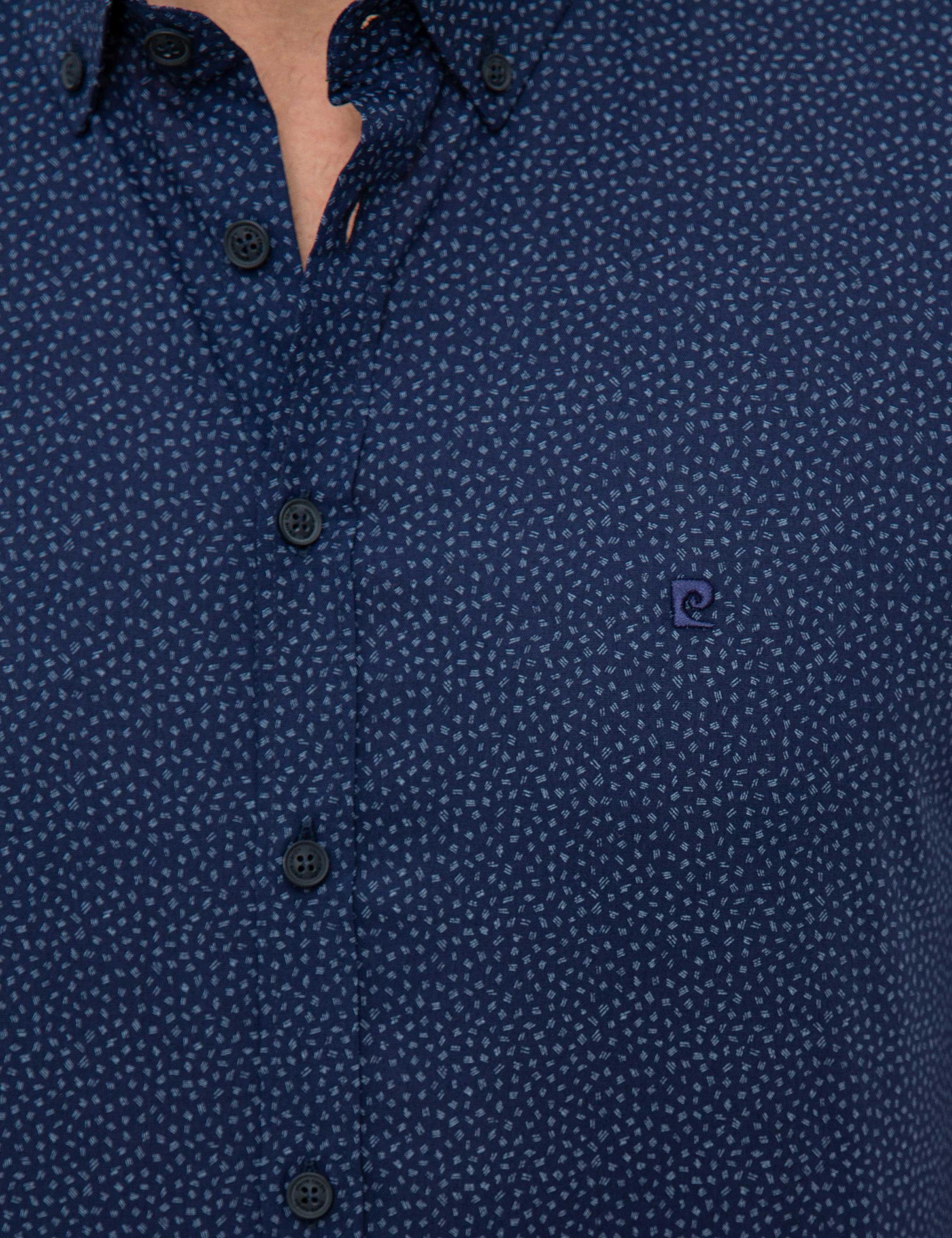 Lacivert Slim Fit Uzun Kollu Gömlek