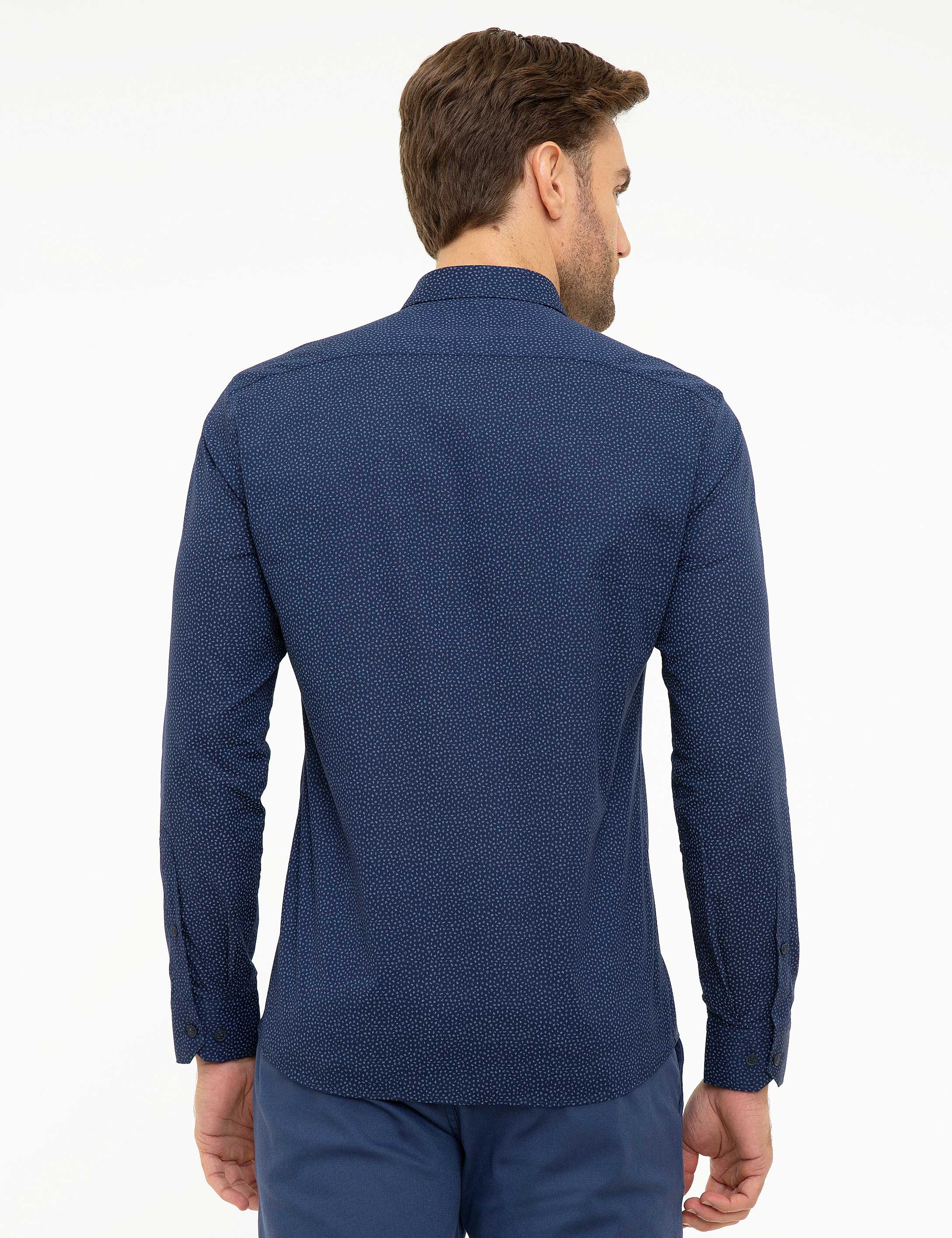 Lacivert Slim Fit Gömlek - Image 3