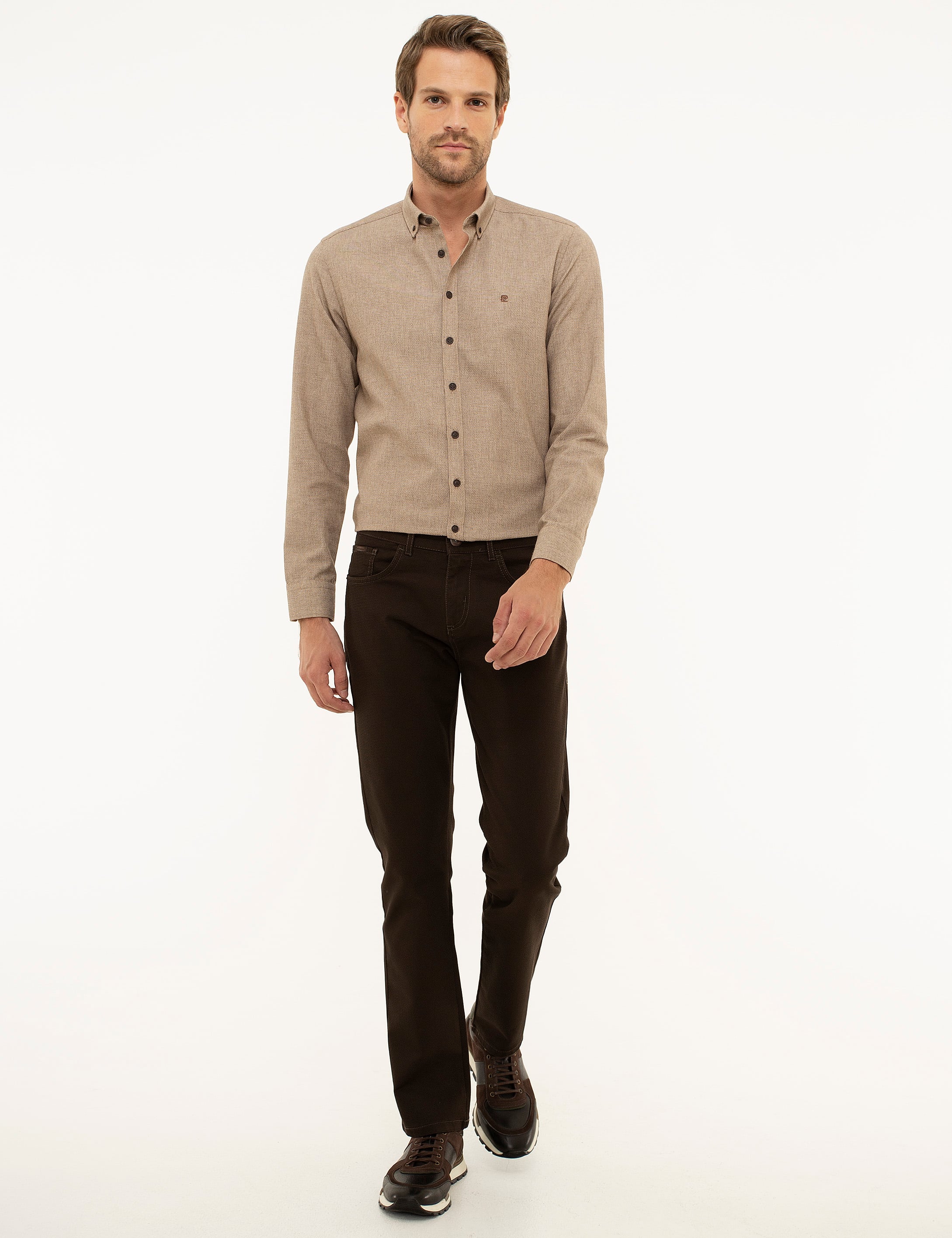 Kahverengi Slim Fit Kanvas Pantolon