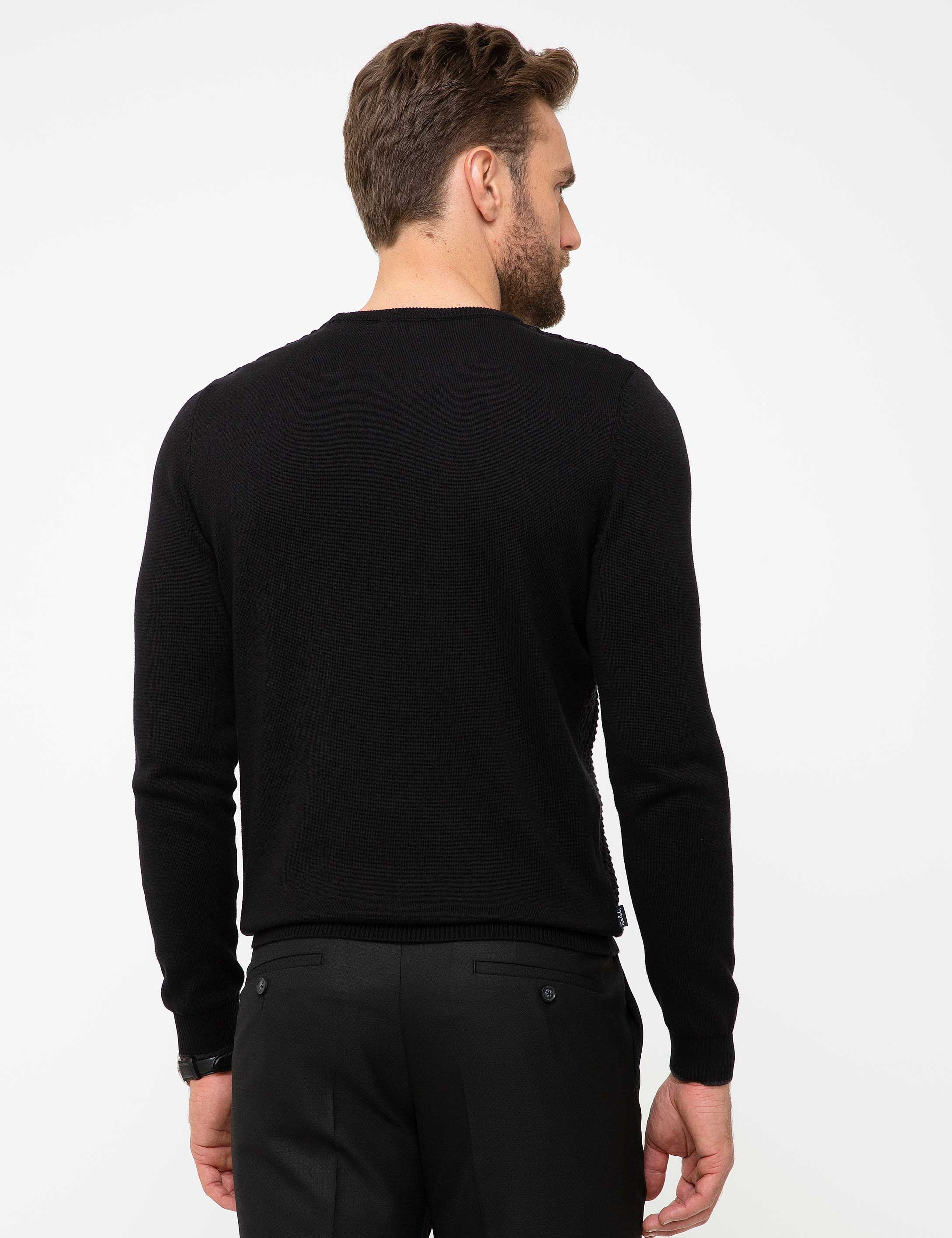Siyah Slim Fit Kazak - Image 3