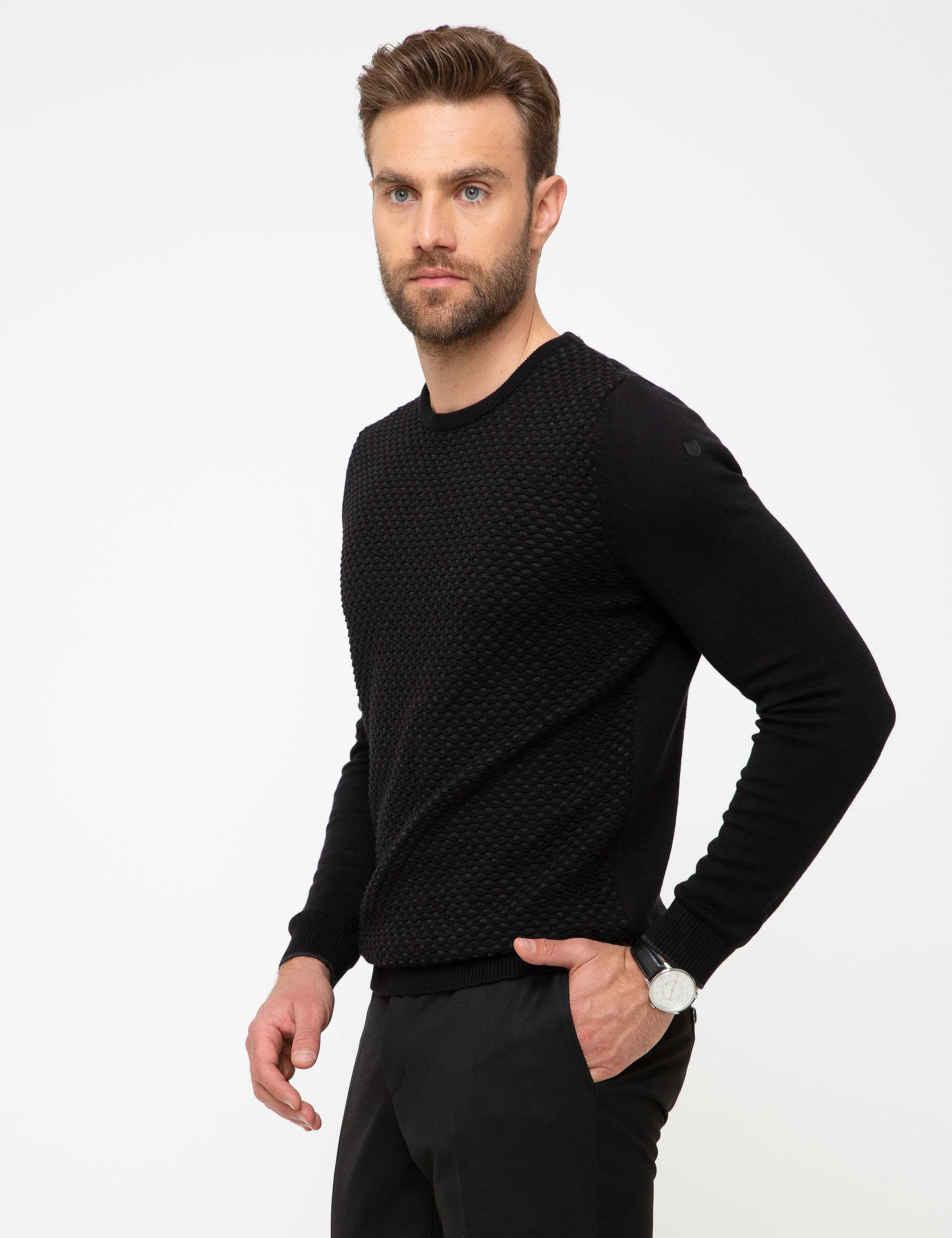 Siyah Slim Fit Kazak