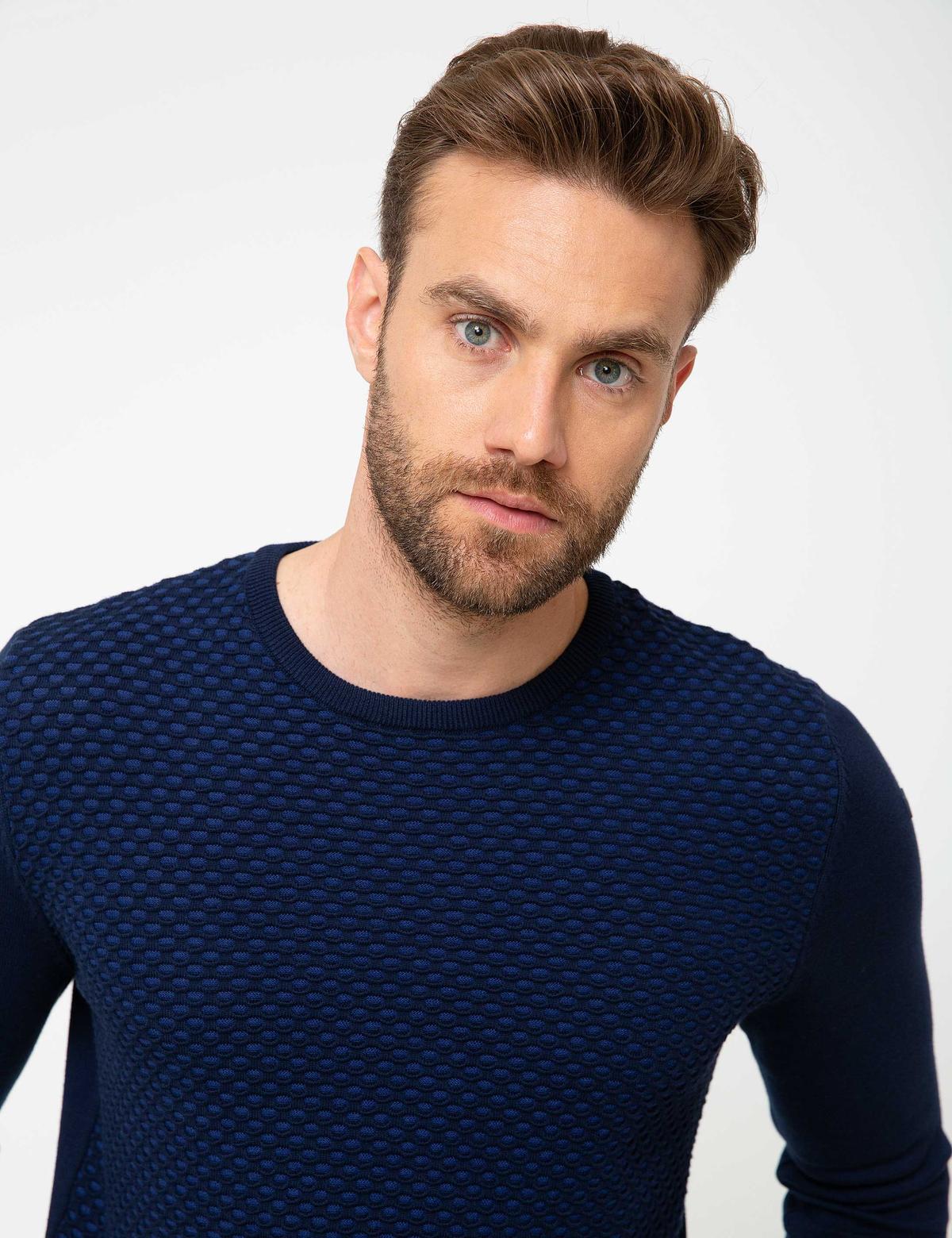 Lacivert Slim Fit Kazak