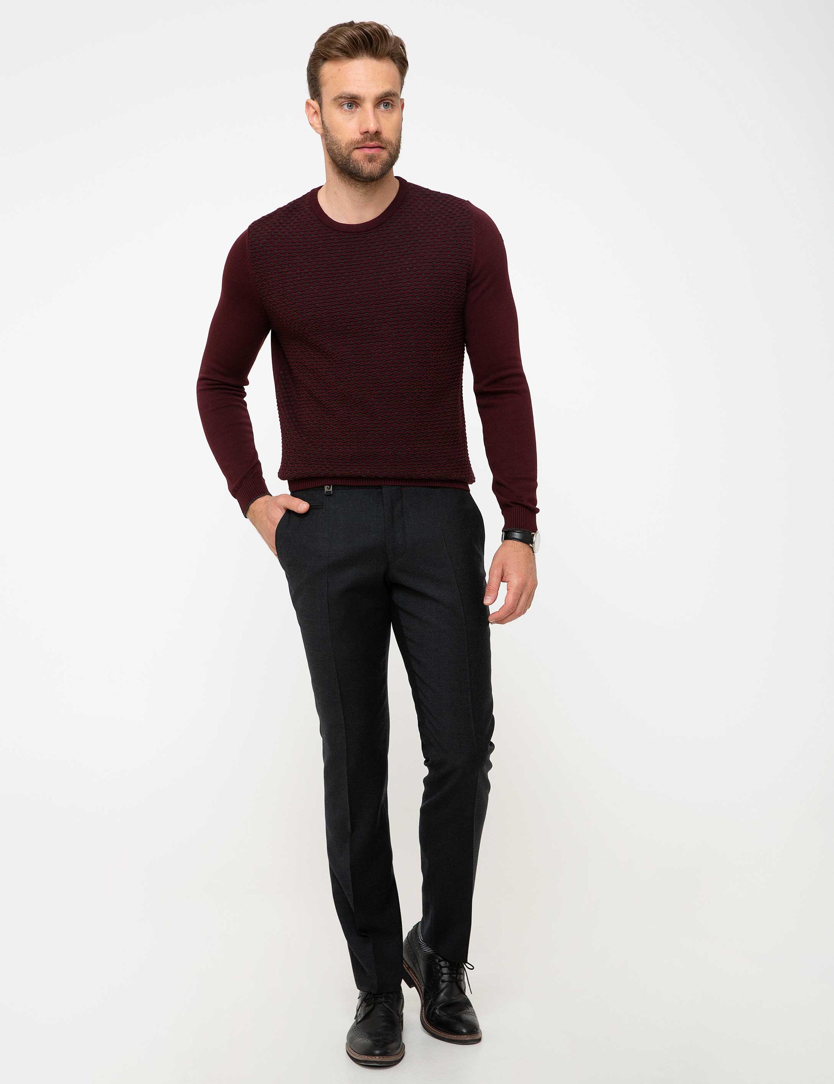 Bordo Slim Fit Kazak