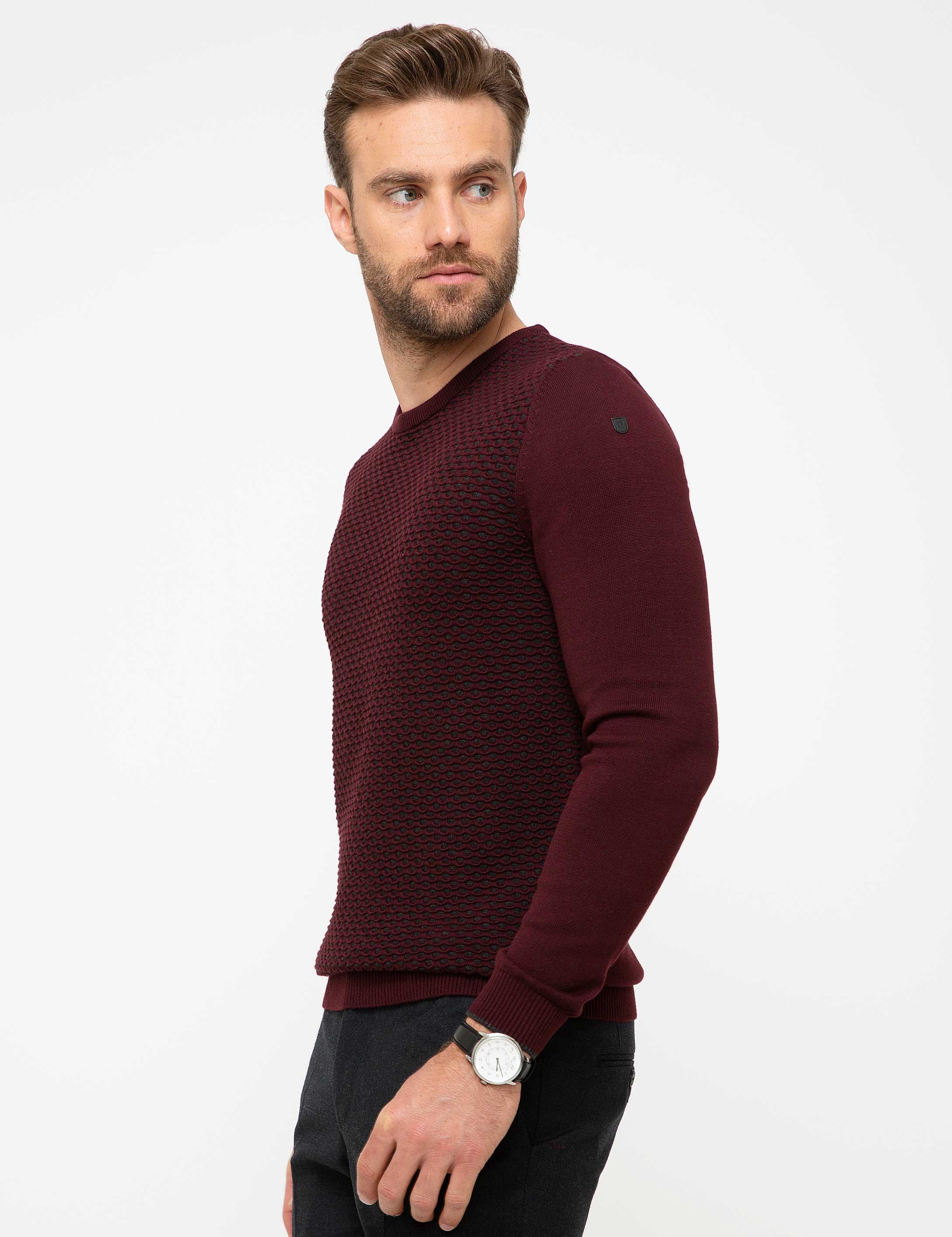 Bordo Slim Fit Kazak - Image 3