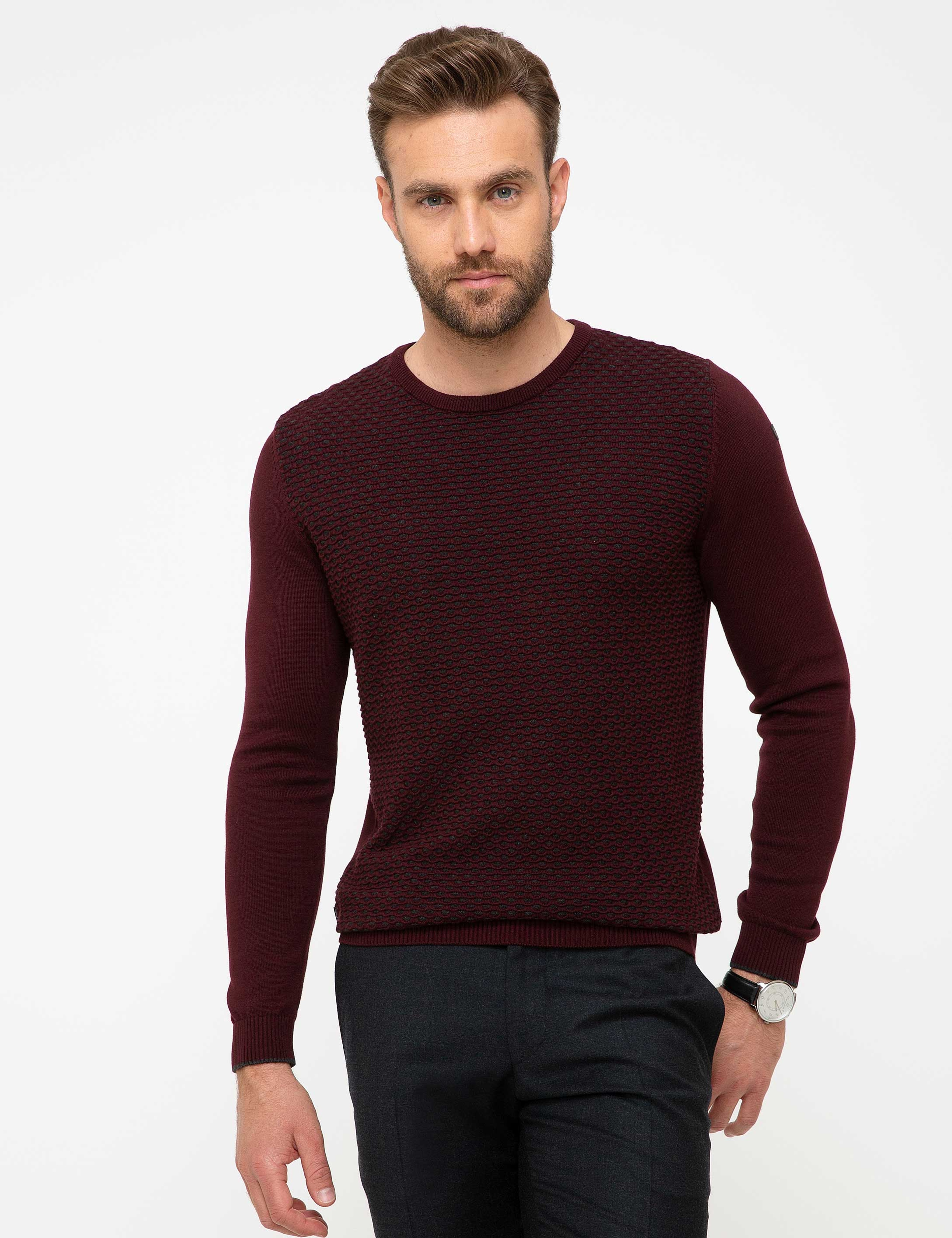 Bordo Slim Fit Kazak