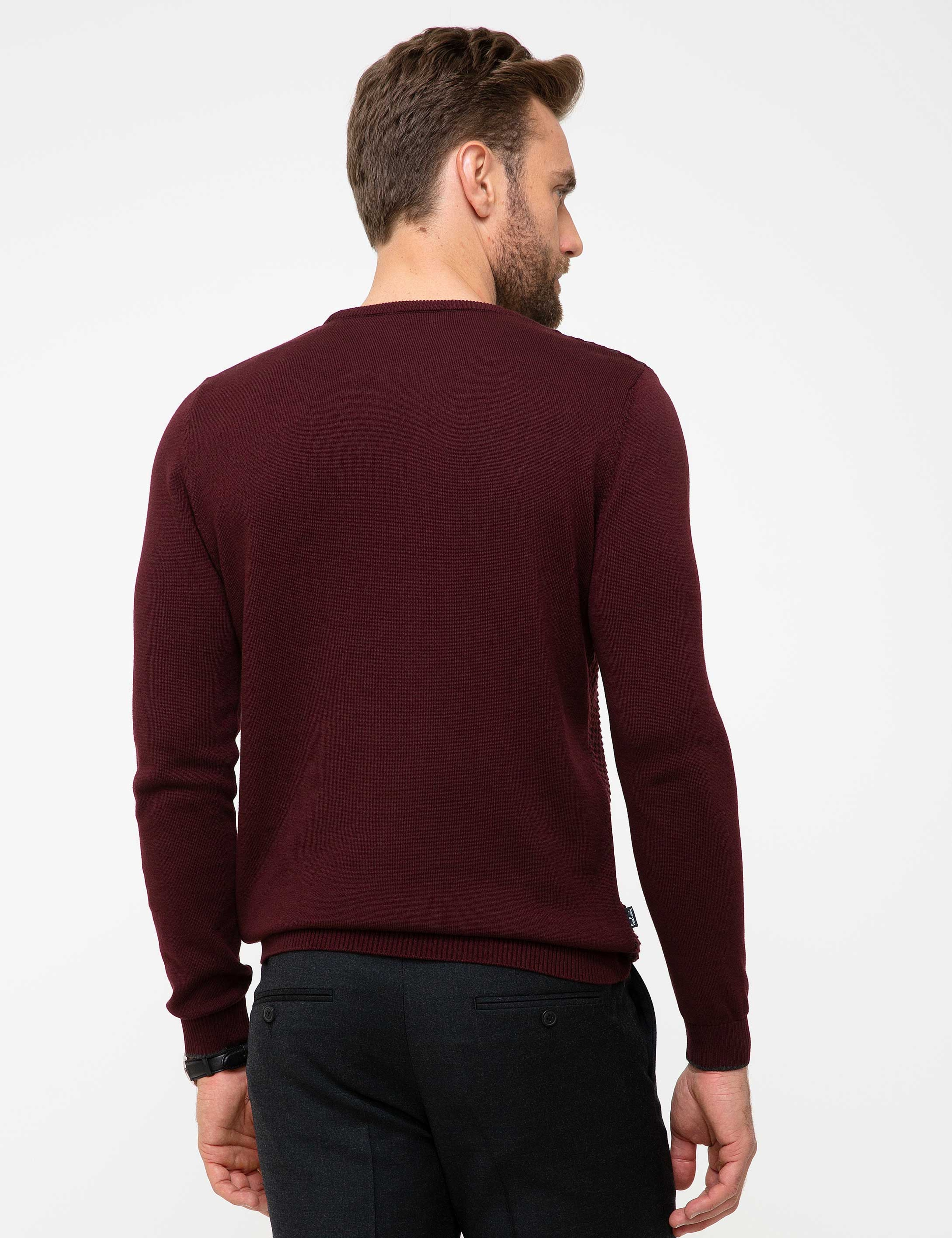 Bordo Slim Fit Kazak - Image 4