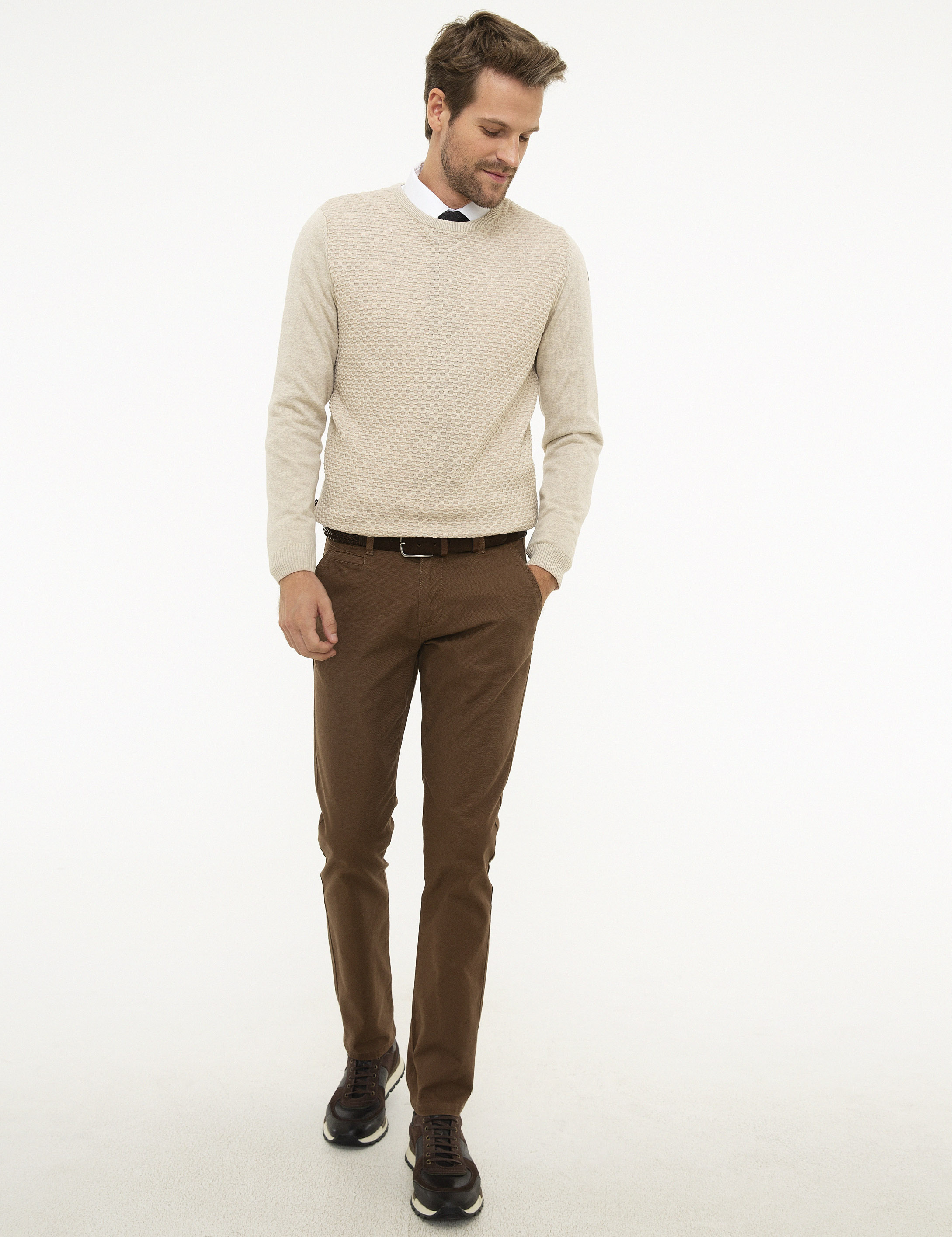 Kum Melanj Slim Fit Bisiklet Yaka Triko Kazak - Image 5