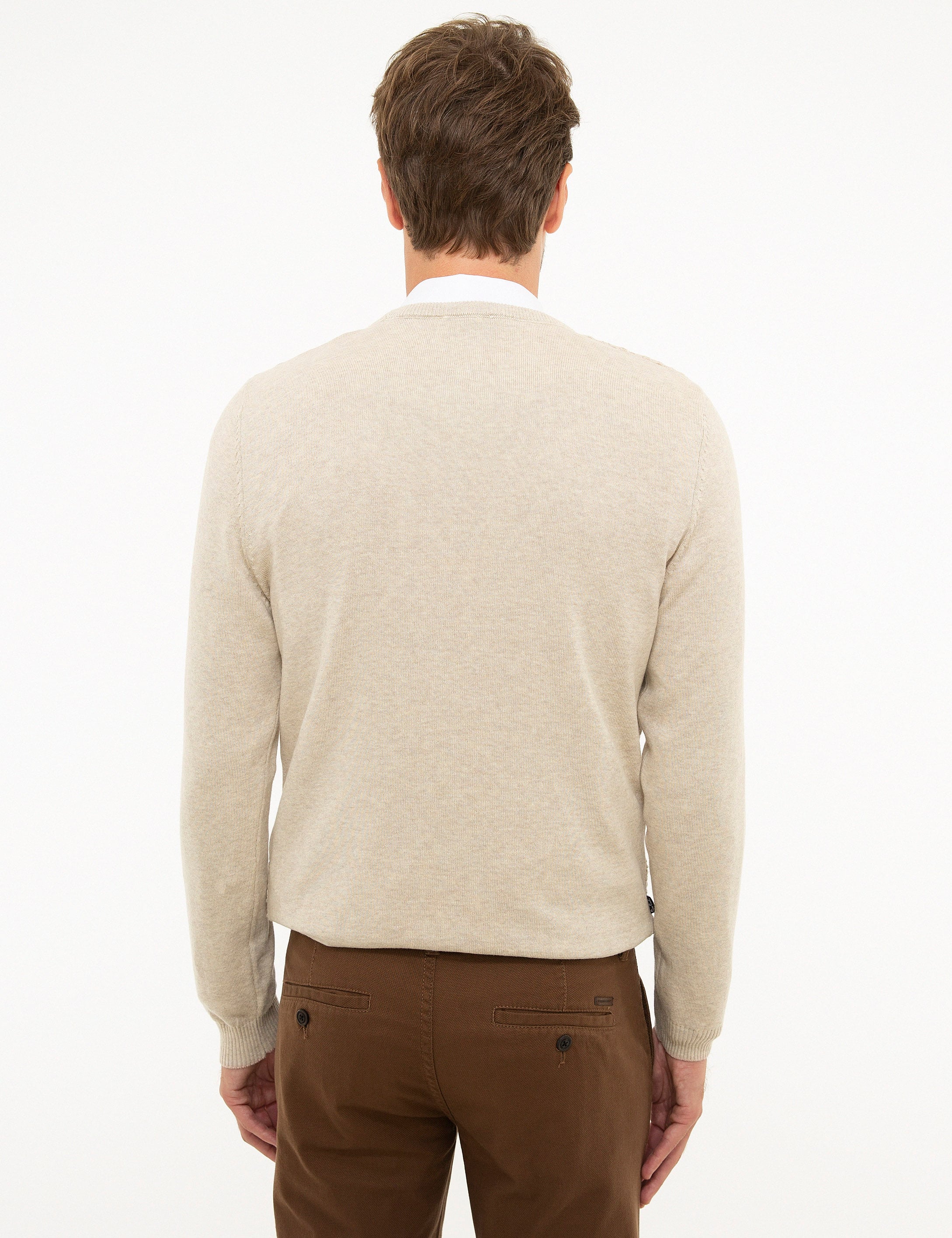 Kum Melanj Slim Fit Bisiklet Yaka Triko Kazak