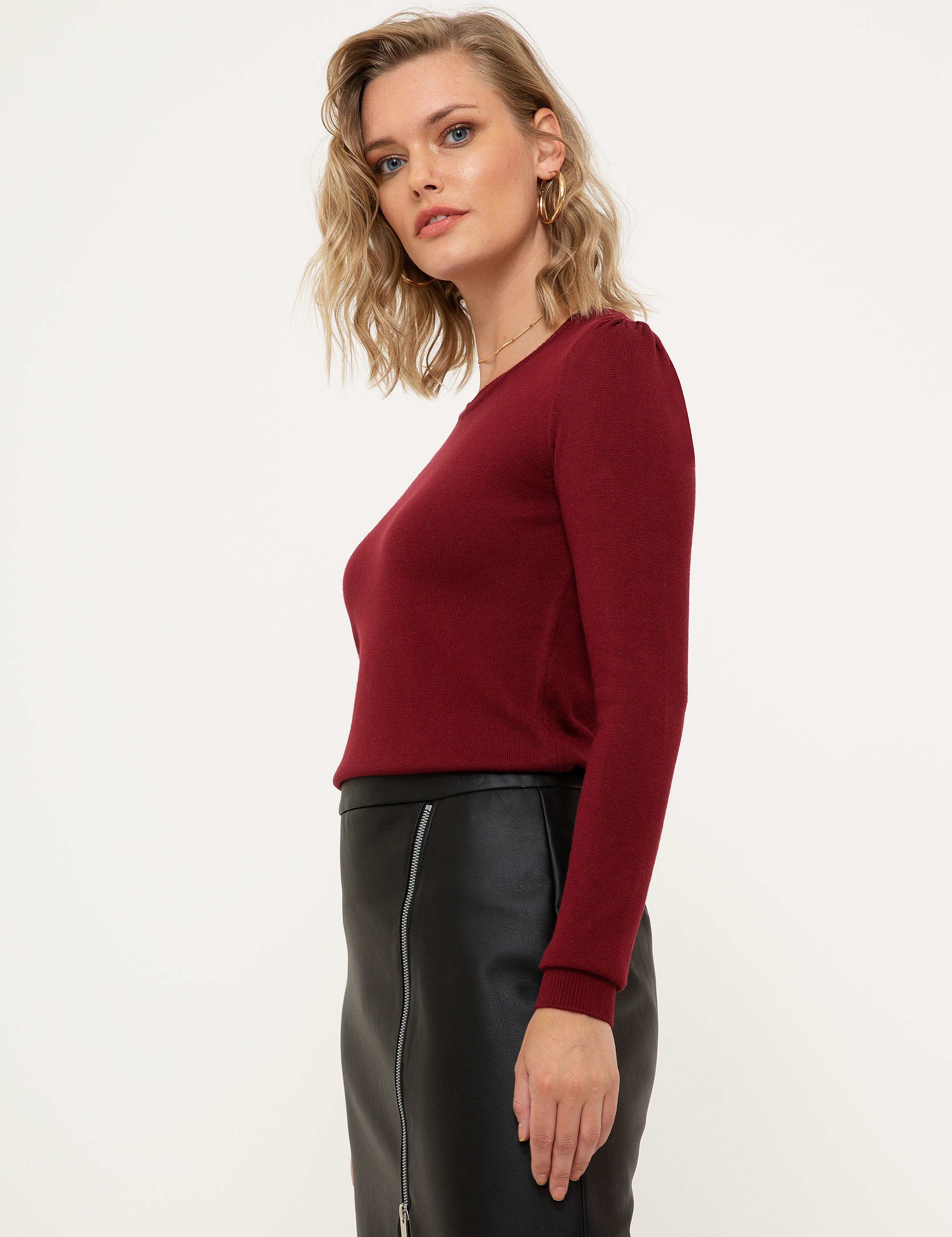 Bordo Slim Fit Kazak - Image 3