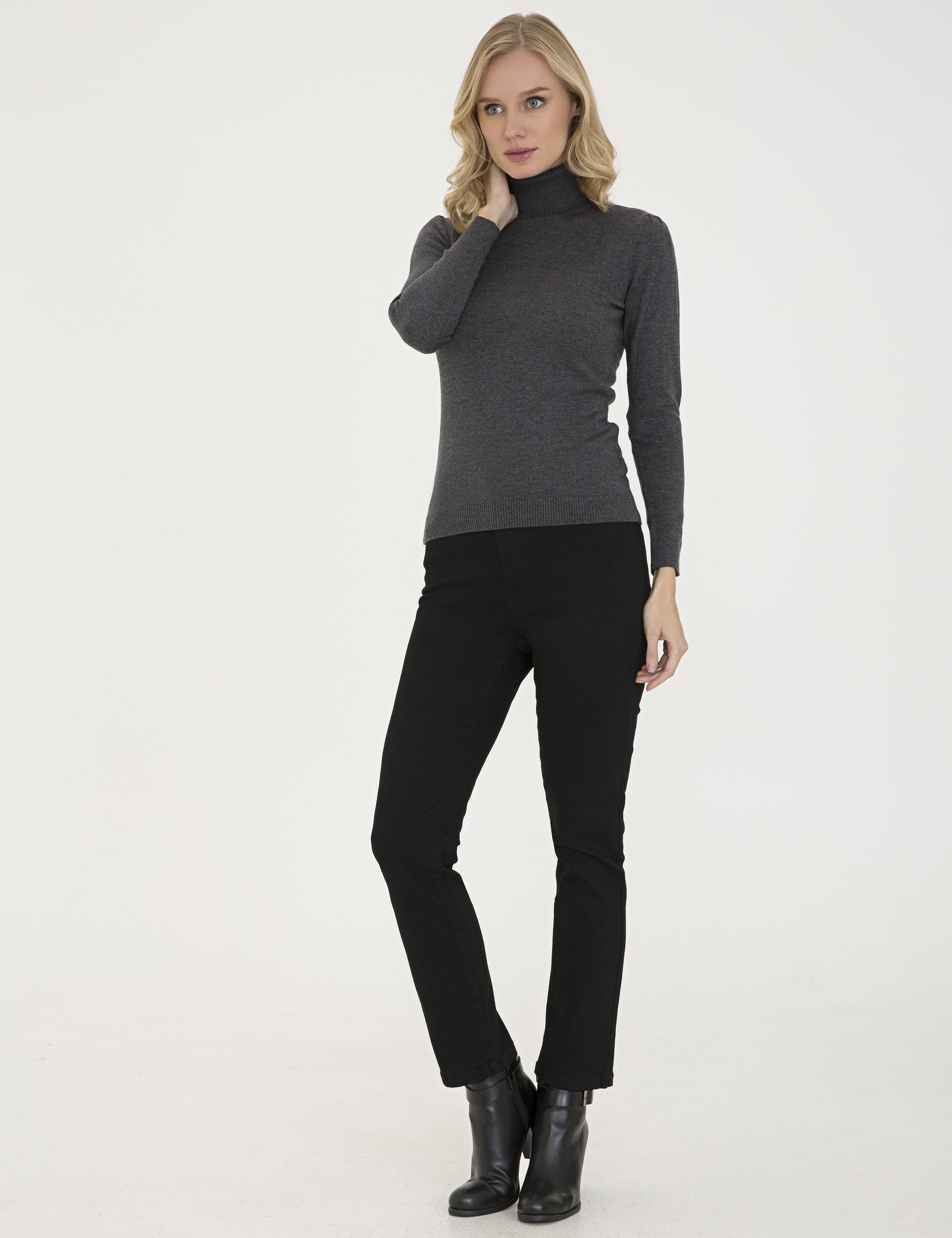 Gri Slim Fit Kazak - Image 5