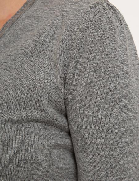 Açık Gri Slim Fit V Yaka Kazak - 50210425006