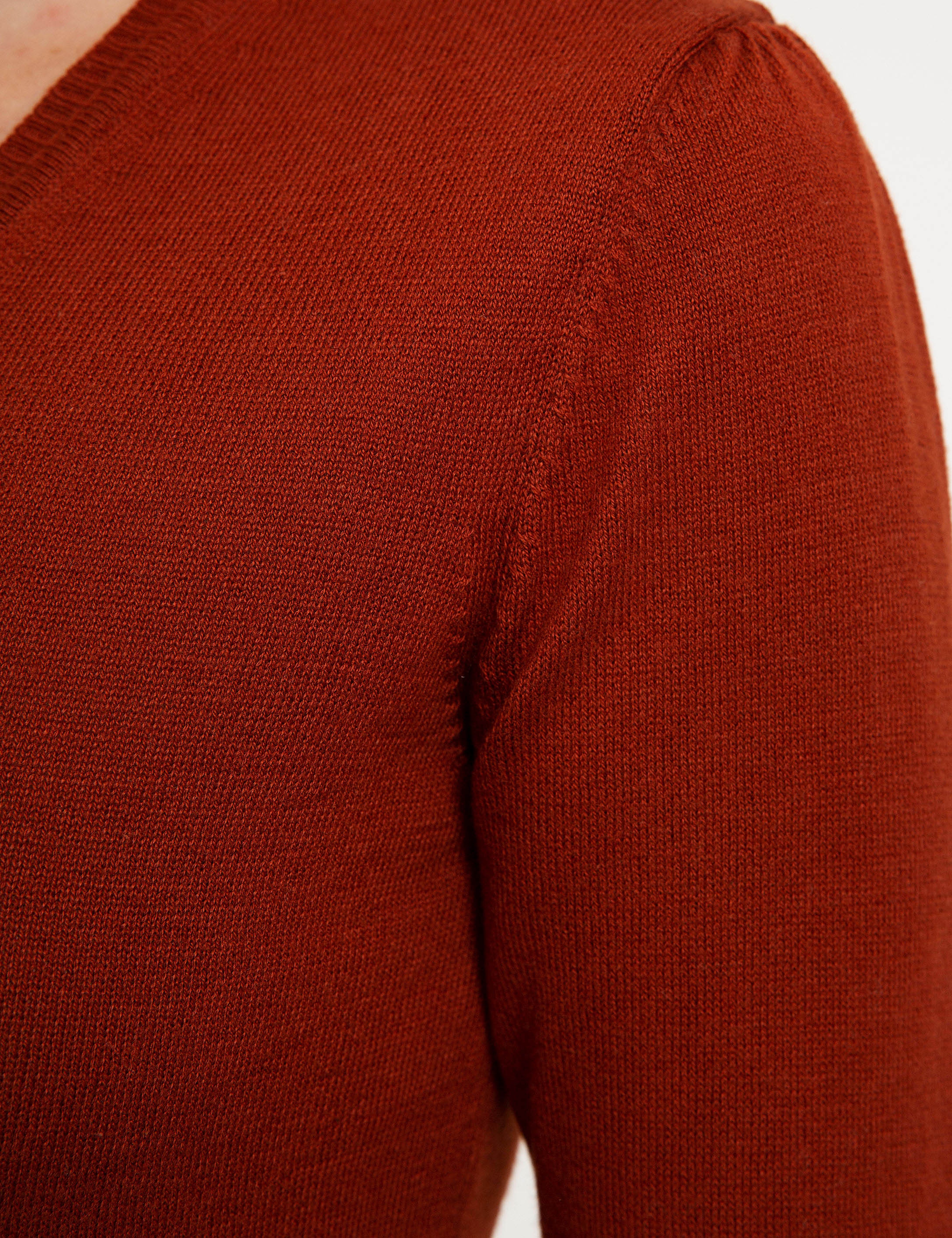 Kiremit Slim Fit V Yaka Kazak