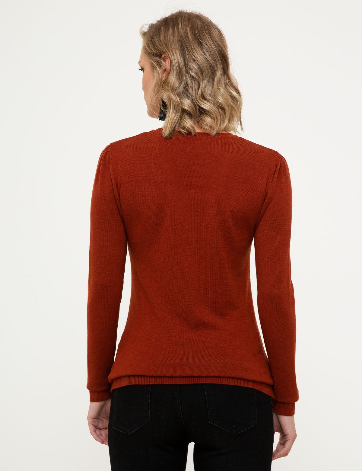 Kiremit Slim Fit V Yaka Kazak - 50210425021