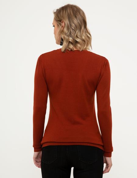 Kiremit Slim Fit V Yaka Kazak - 50210425021