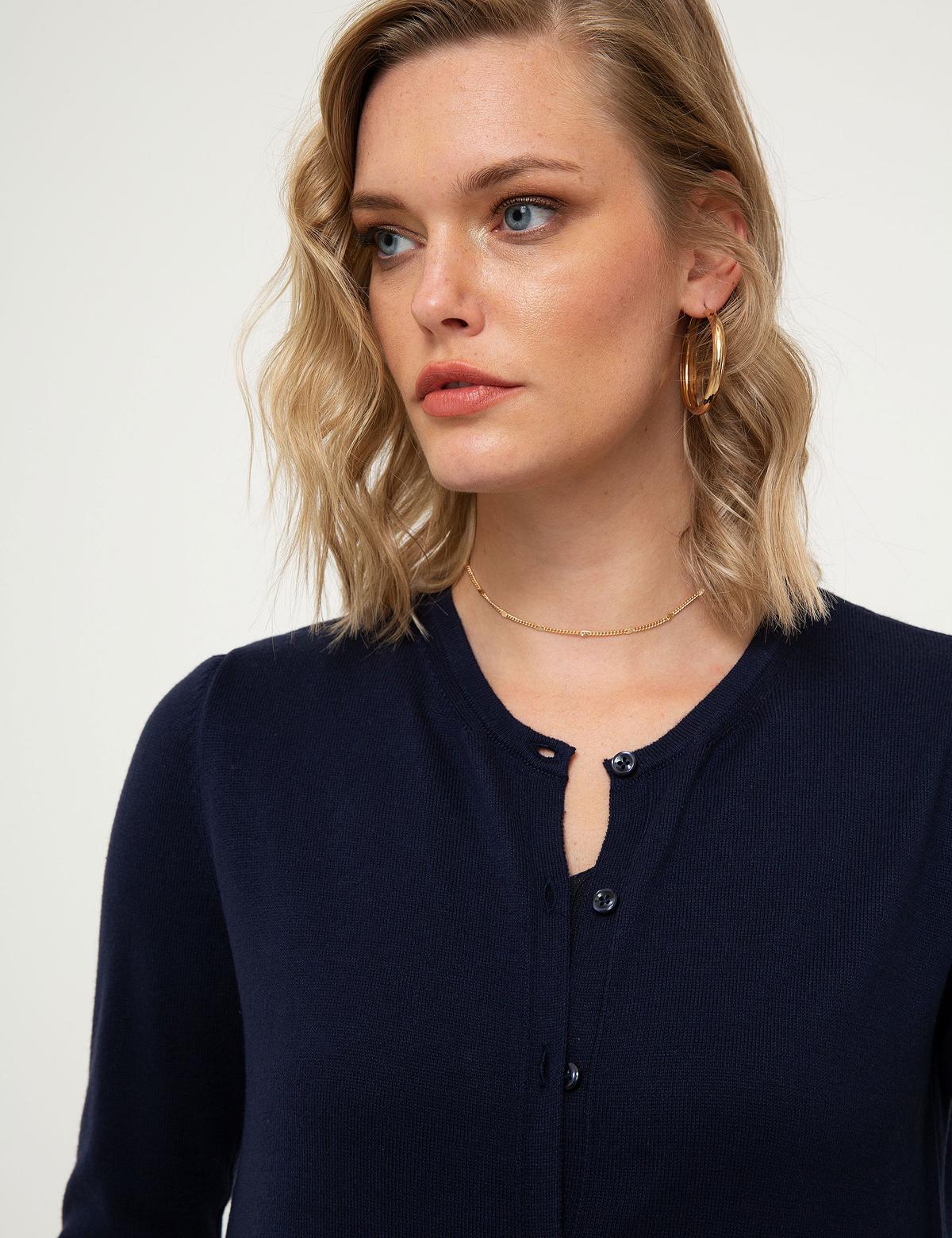 Lacivert Slim Fit Triko Hırka