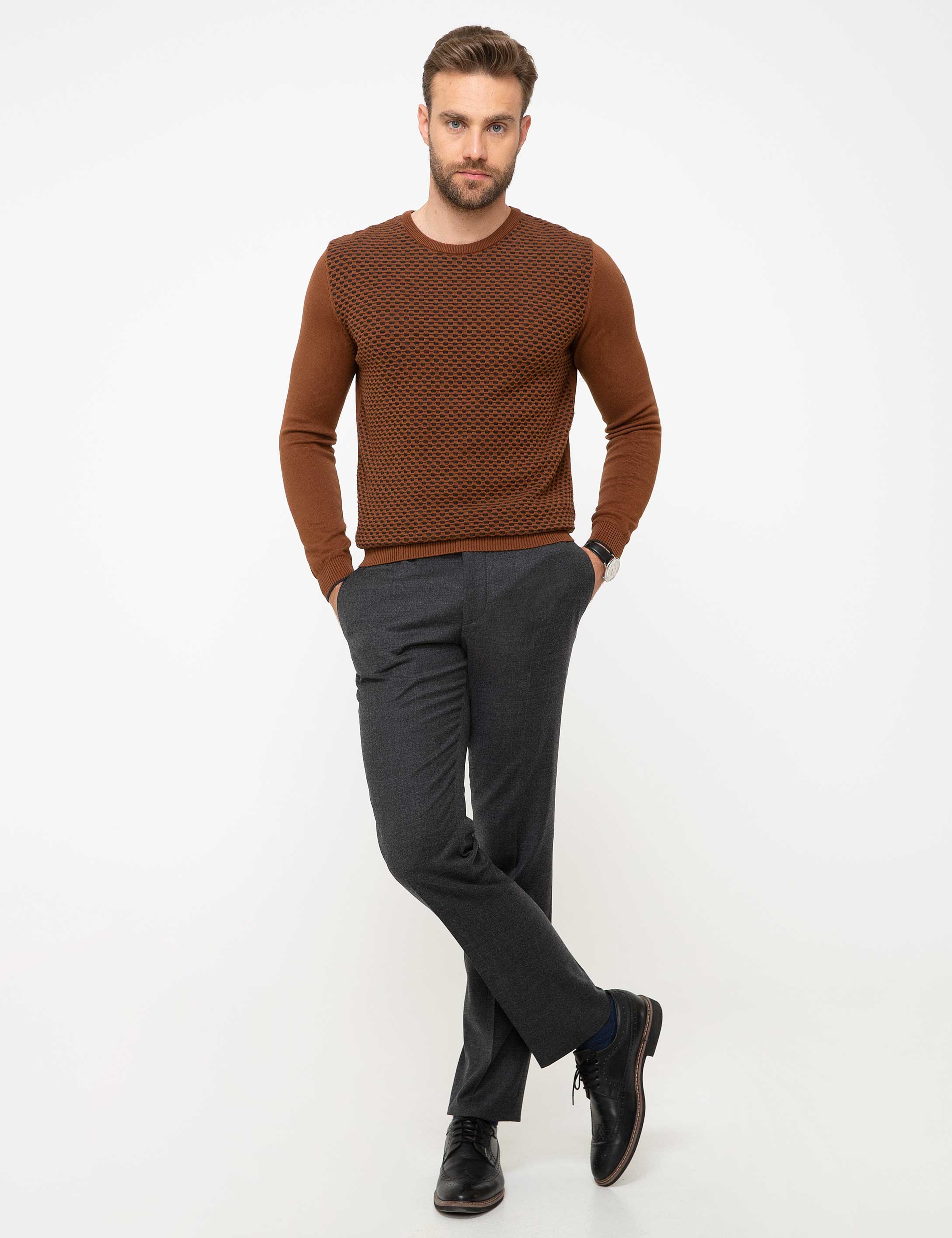 Camel Slim Fit Bisiklet Yaka Triko Kazak - Image 5