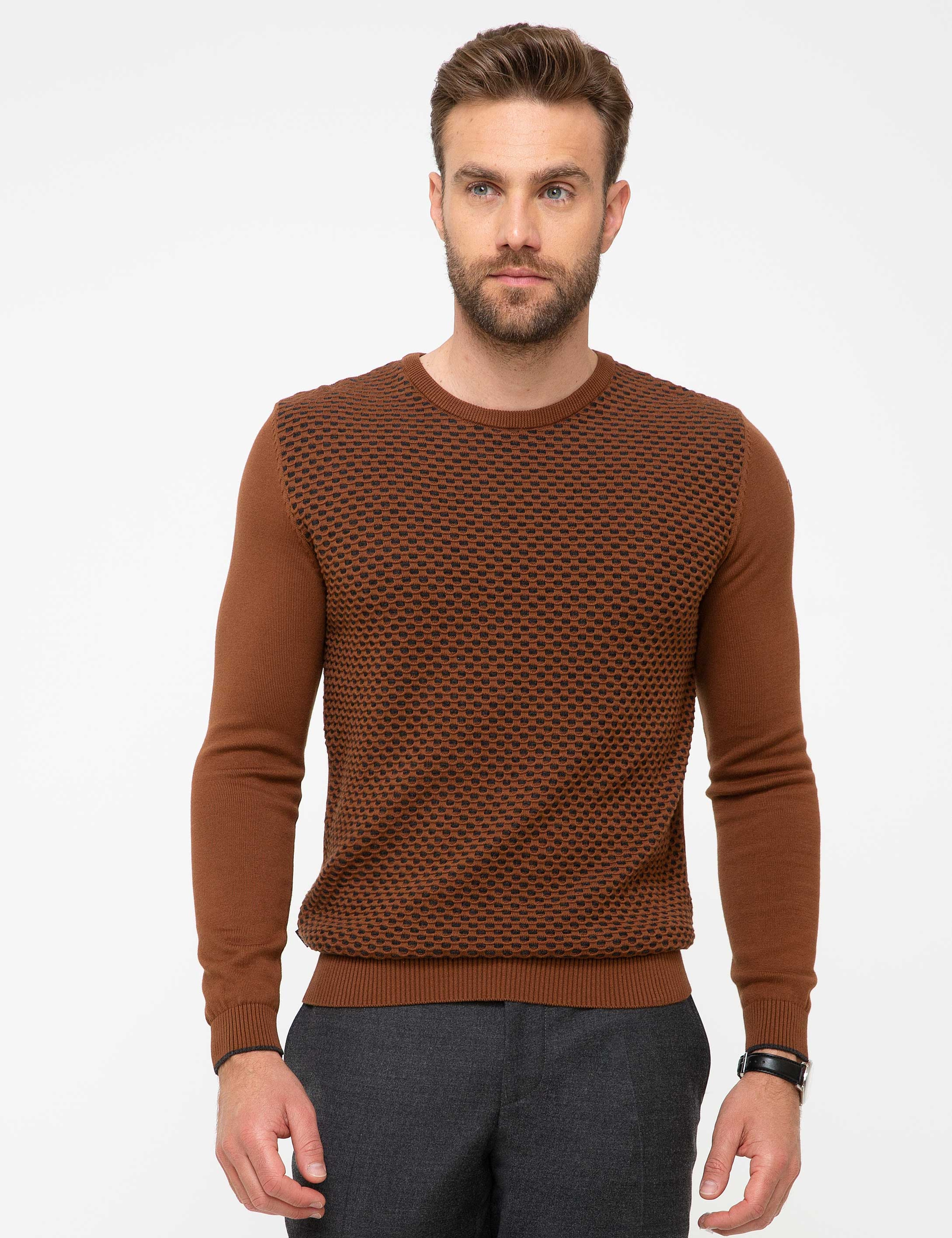 Camel Slim Fit Bisiklet Yaka Triko Kazak - Image 2