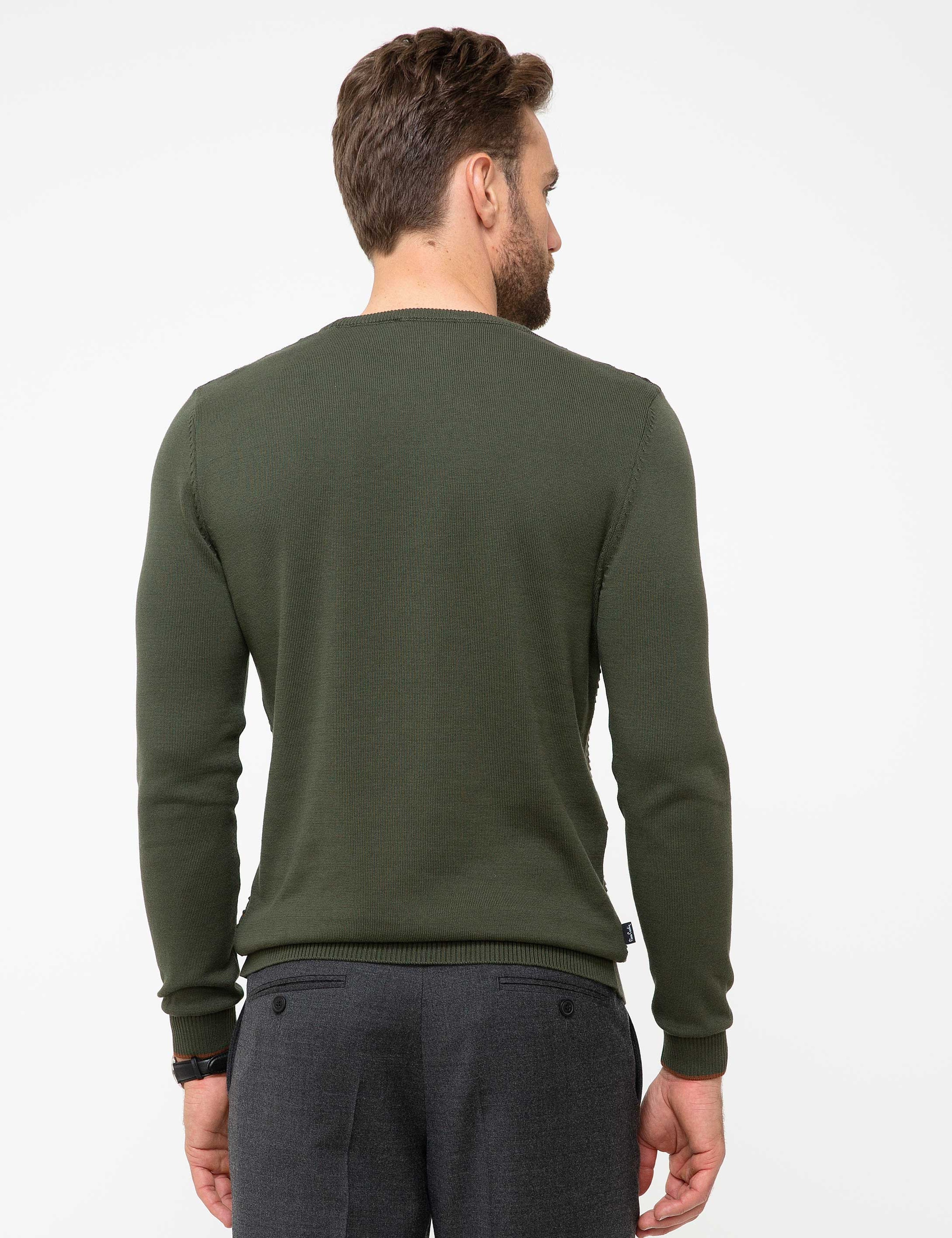 Haki Slim Fit Kazak - Image 3