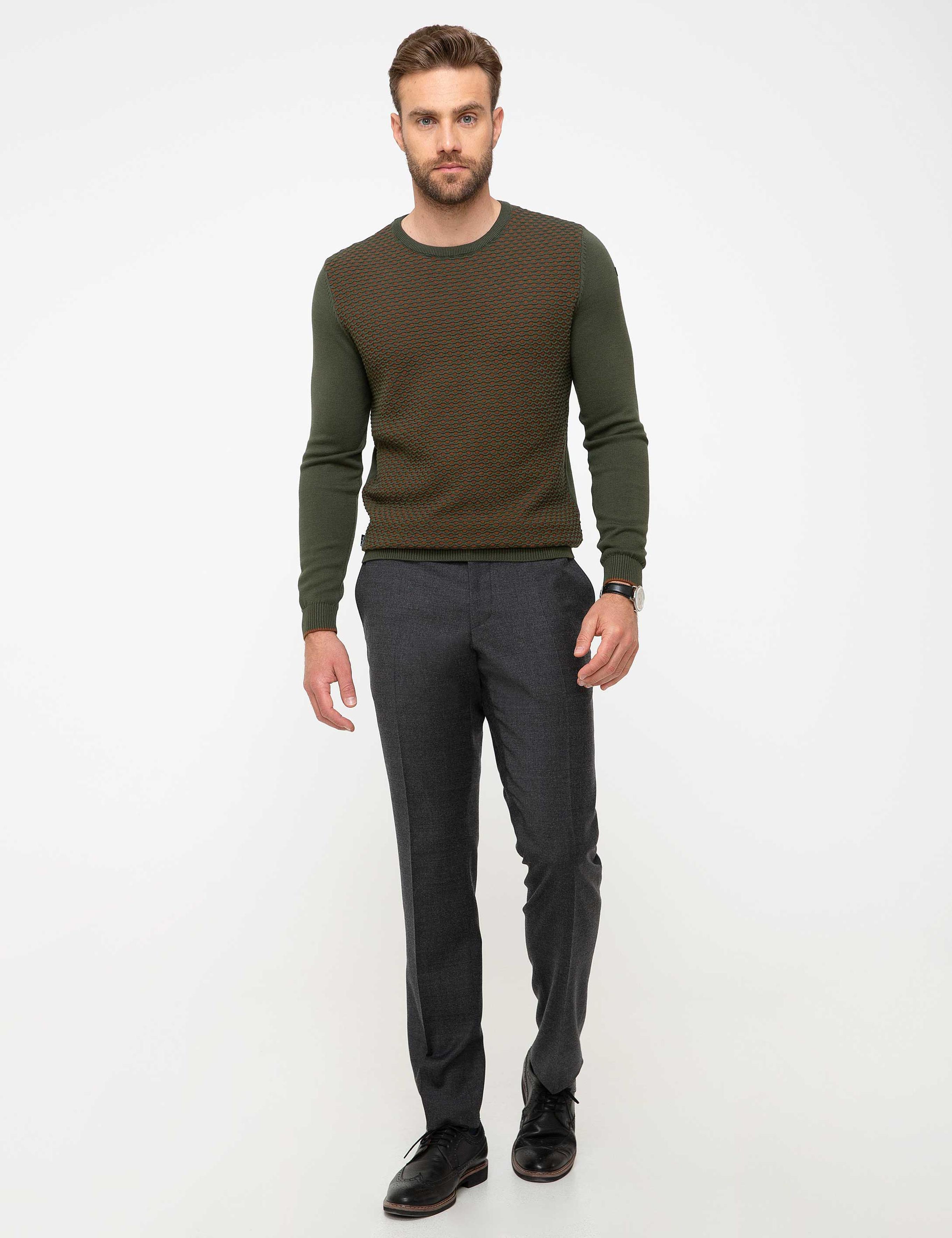 Haki Slim Fit Triko Kazak