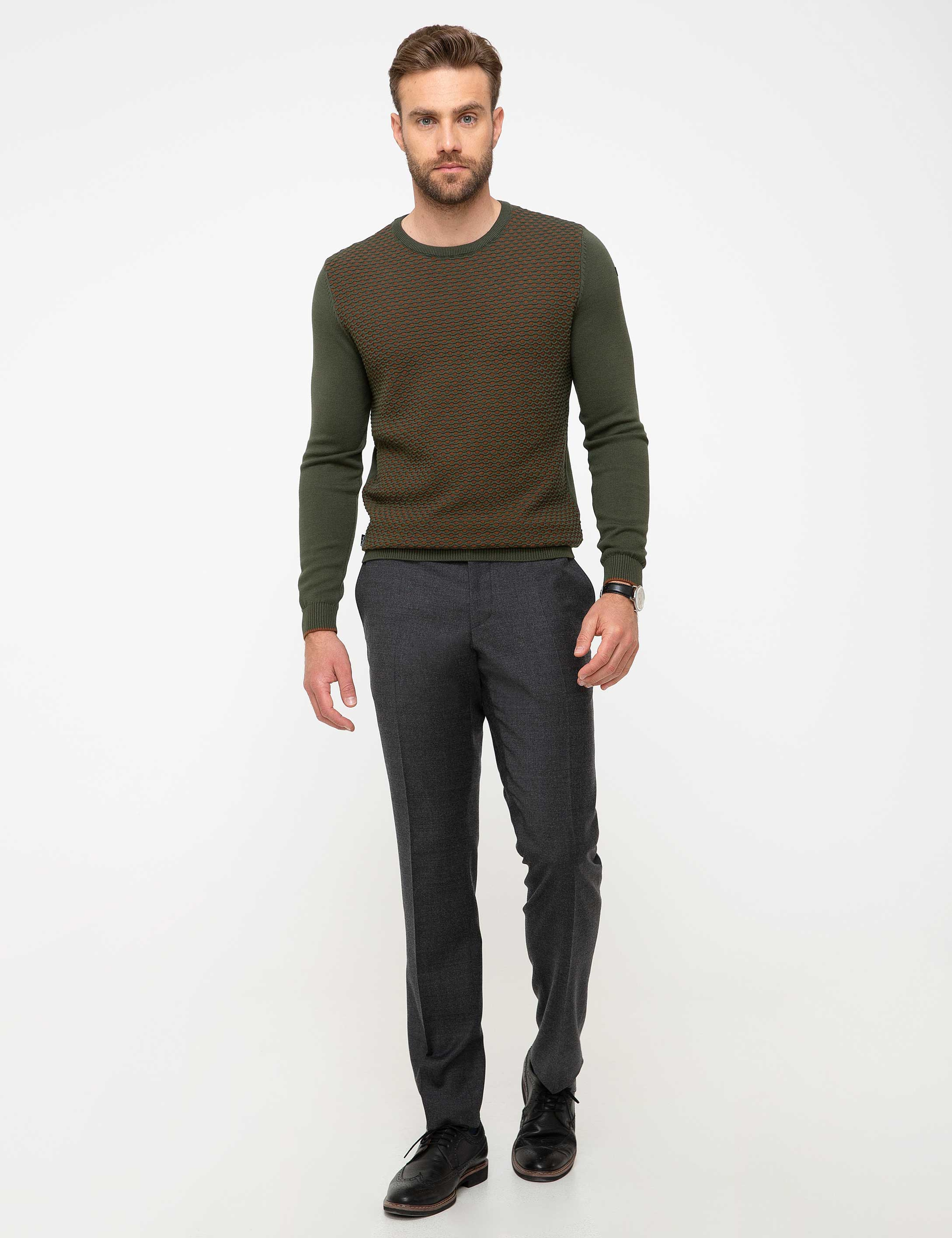 Haki Slim Fit Kazak