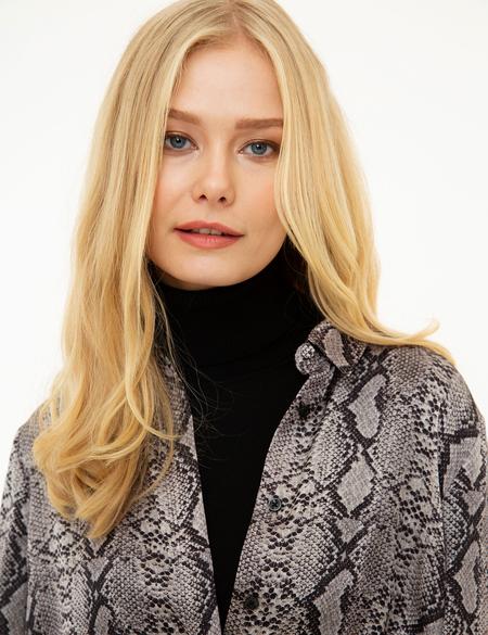 Siyah Desenli Uzun Kollu Gömlek - 50209157012