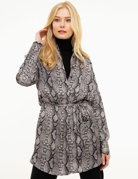 Siyah Desenli Uzun Kollu Gömlek - 50209157012