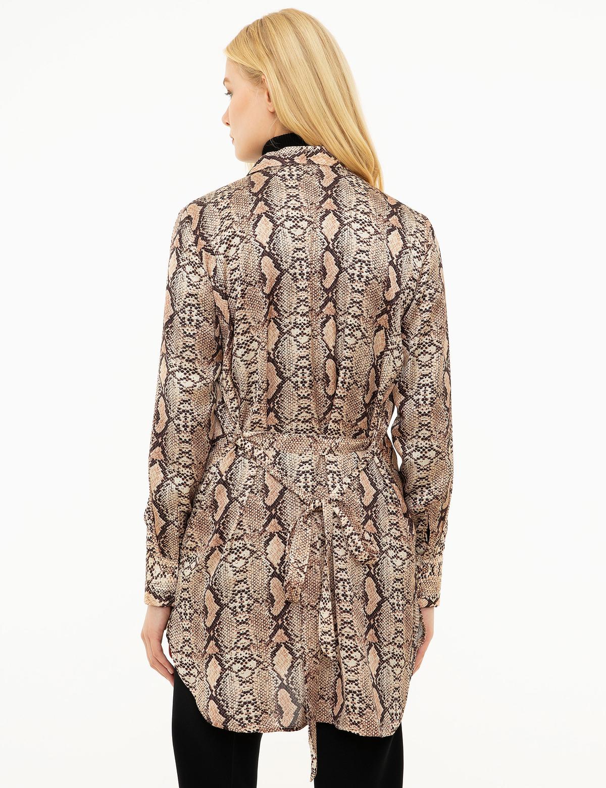 Camel Desenli Uzun Kollu Gömlek - 50209157035