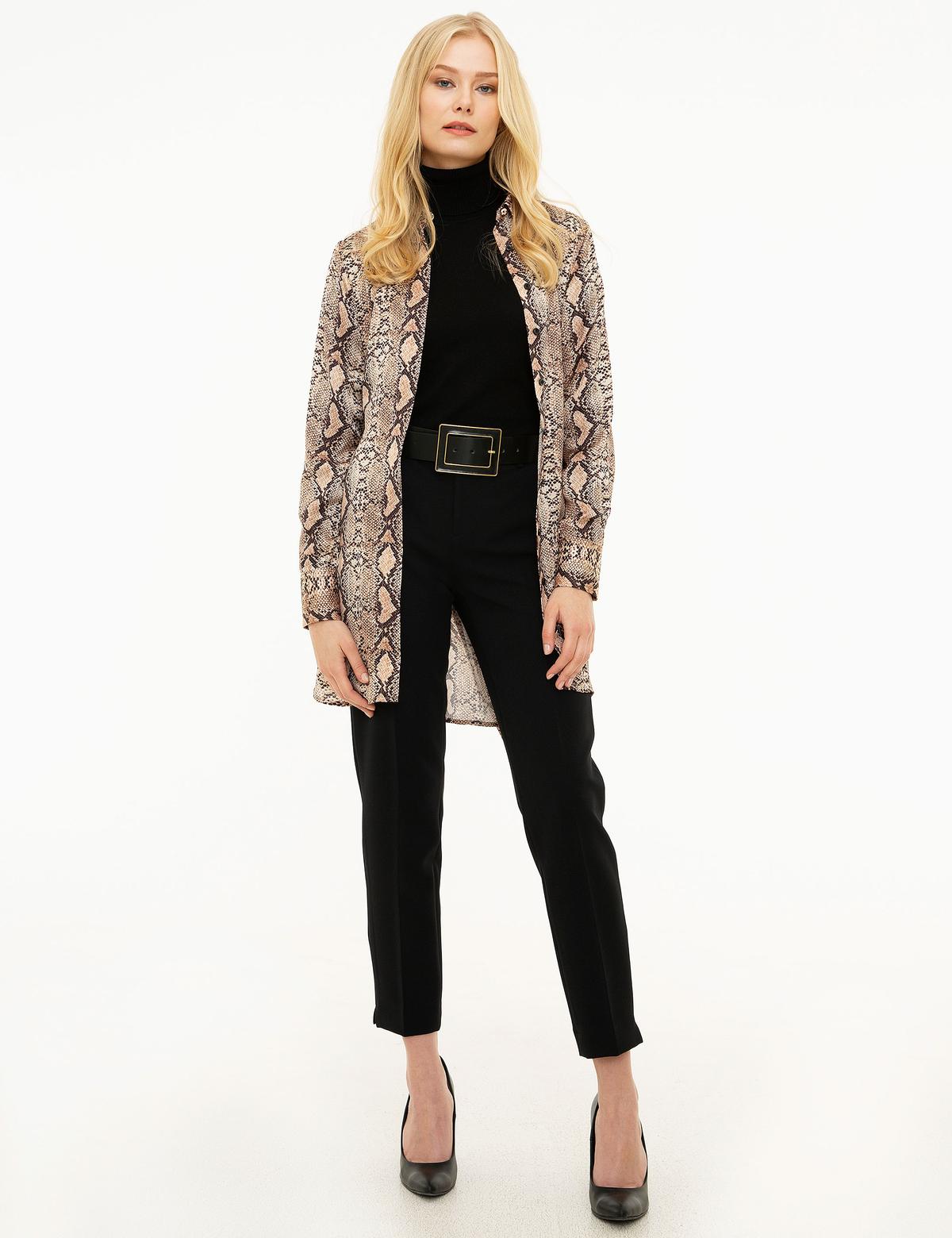 Camel Desenli Uzun Kollu Gömlek - 50209157035