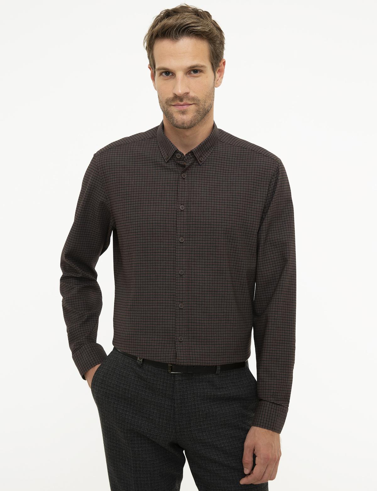 Kahverengi Slim Fit Gömlek