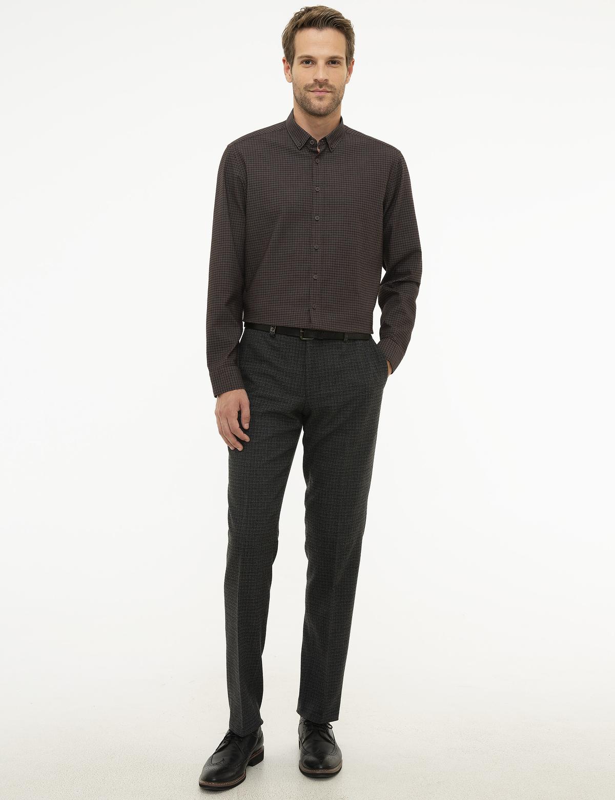 Kahverengi Slim Fit Gömlek - 50209269005