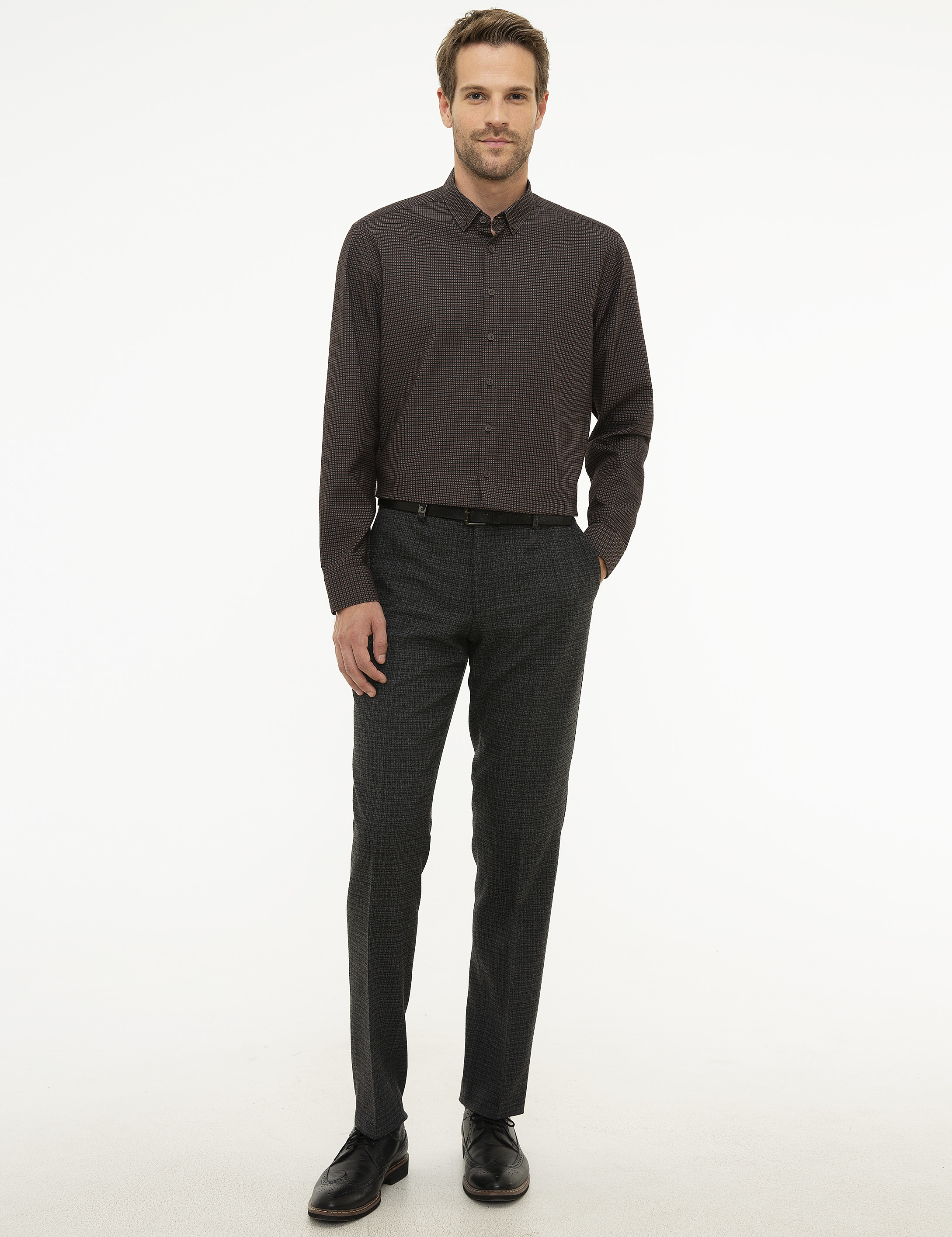 Kahverengi Slim Fit Gömlek - Image 4