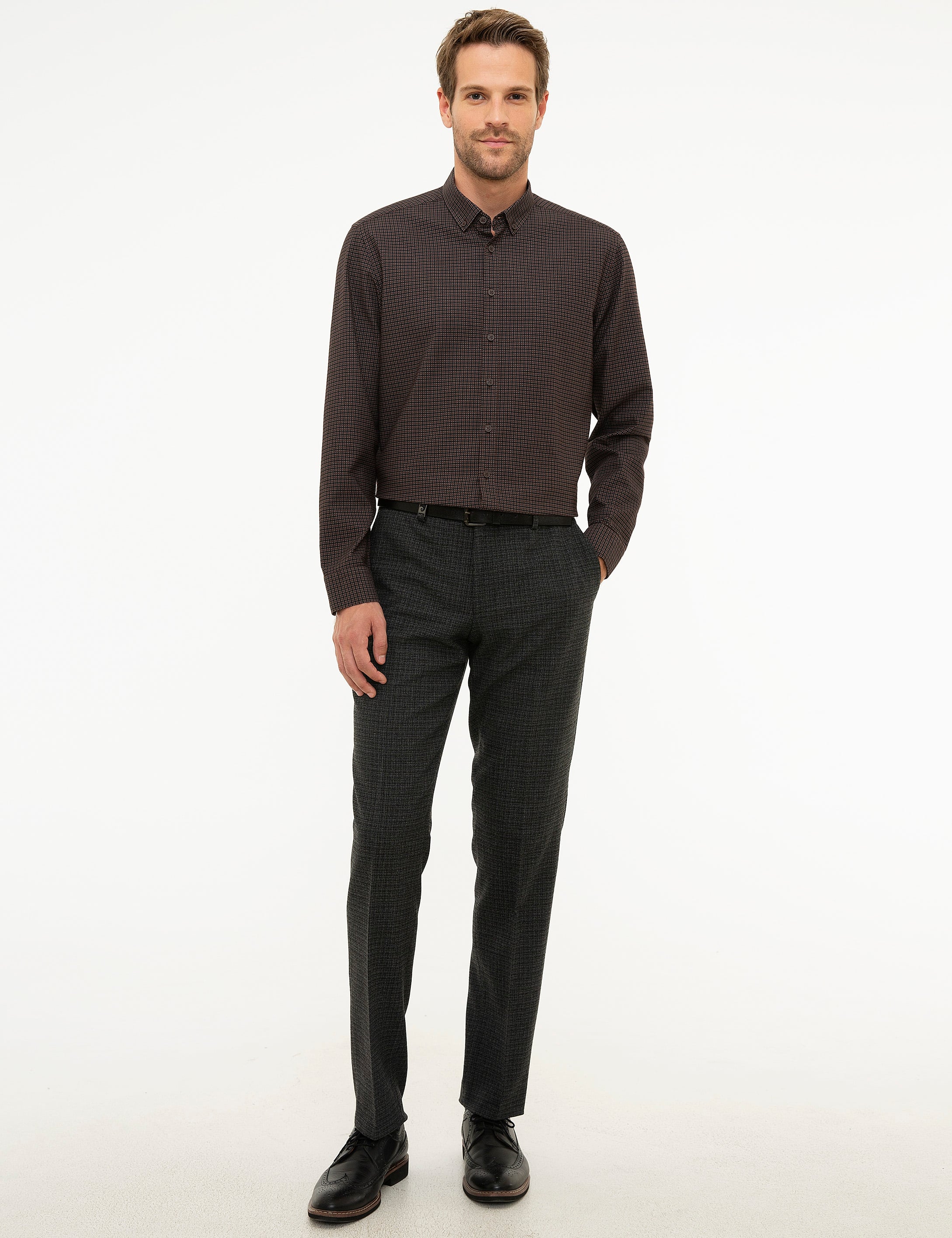 Kahverengi Slim Fit Gömlek