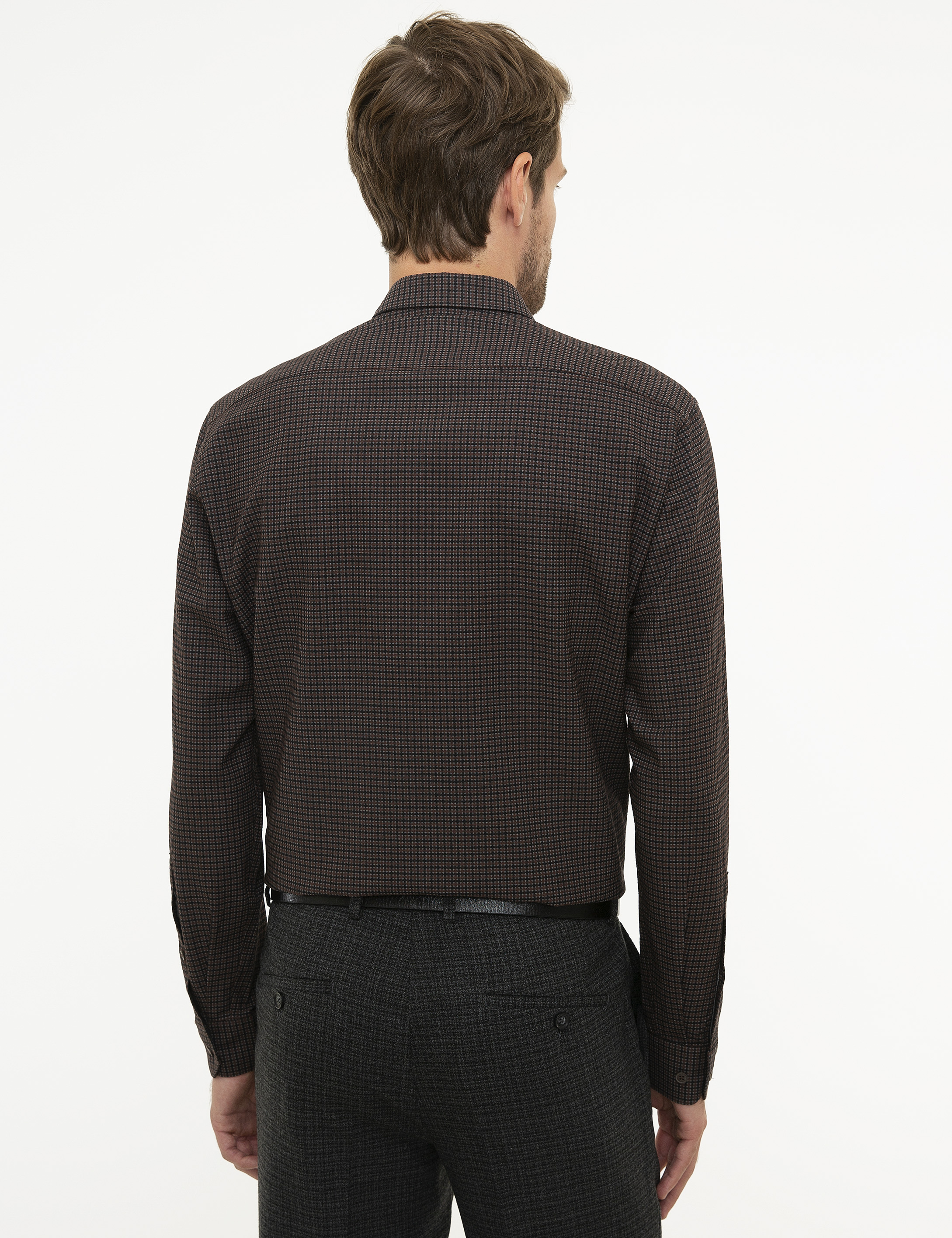 Kahverengi Slim Fit Gömlek - Image 3