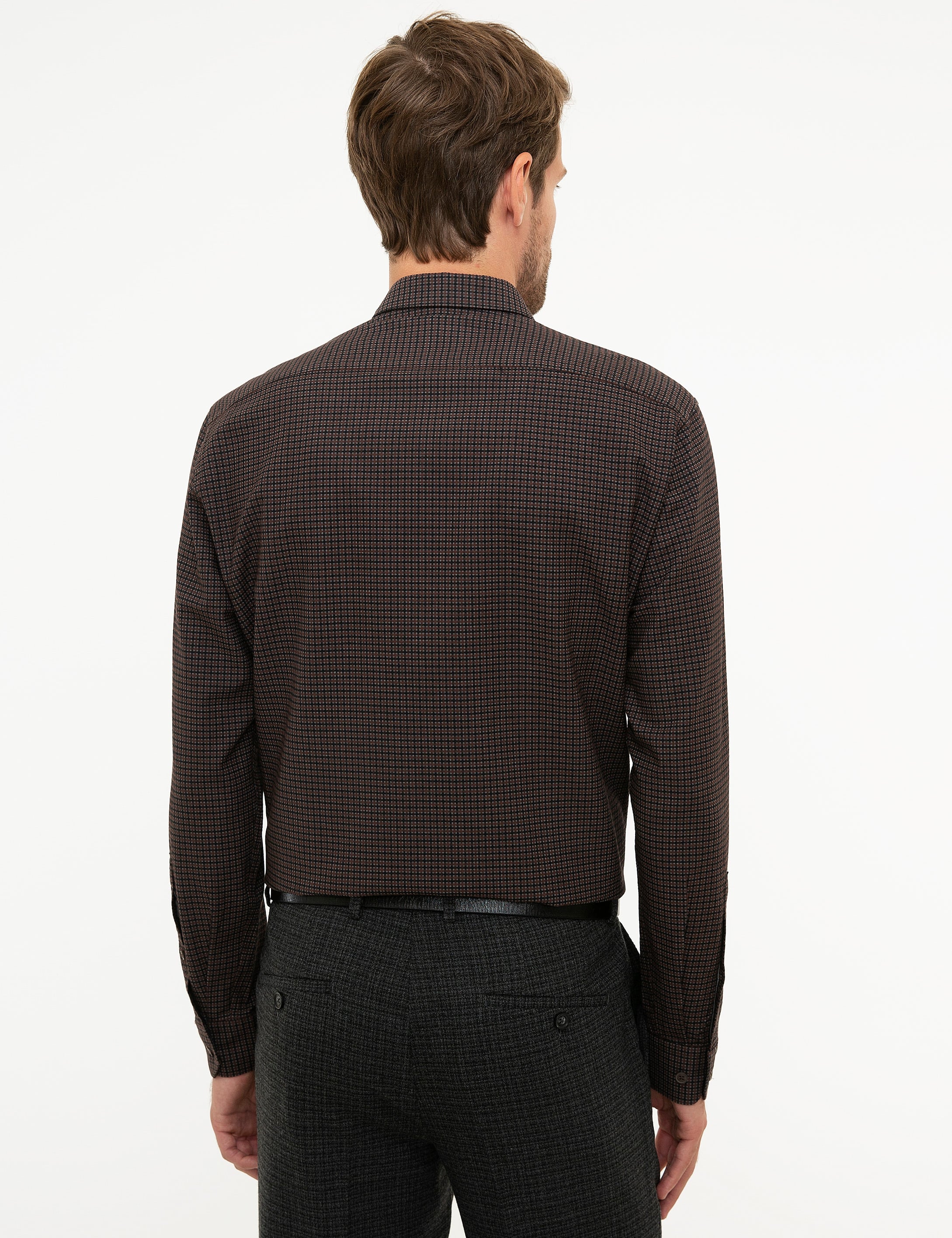 Kahverengi Slim Fit Gömlek