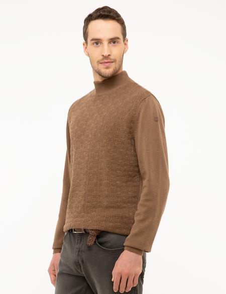 Açık Kahverengi Slim Fit Kazak - 50210684041