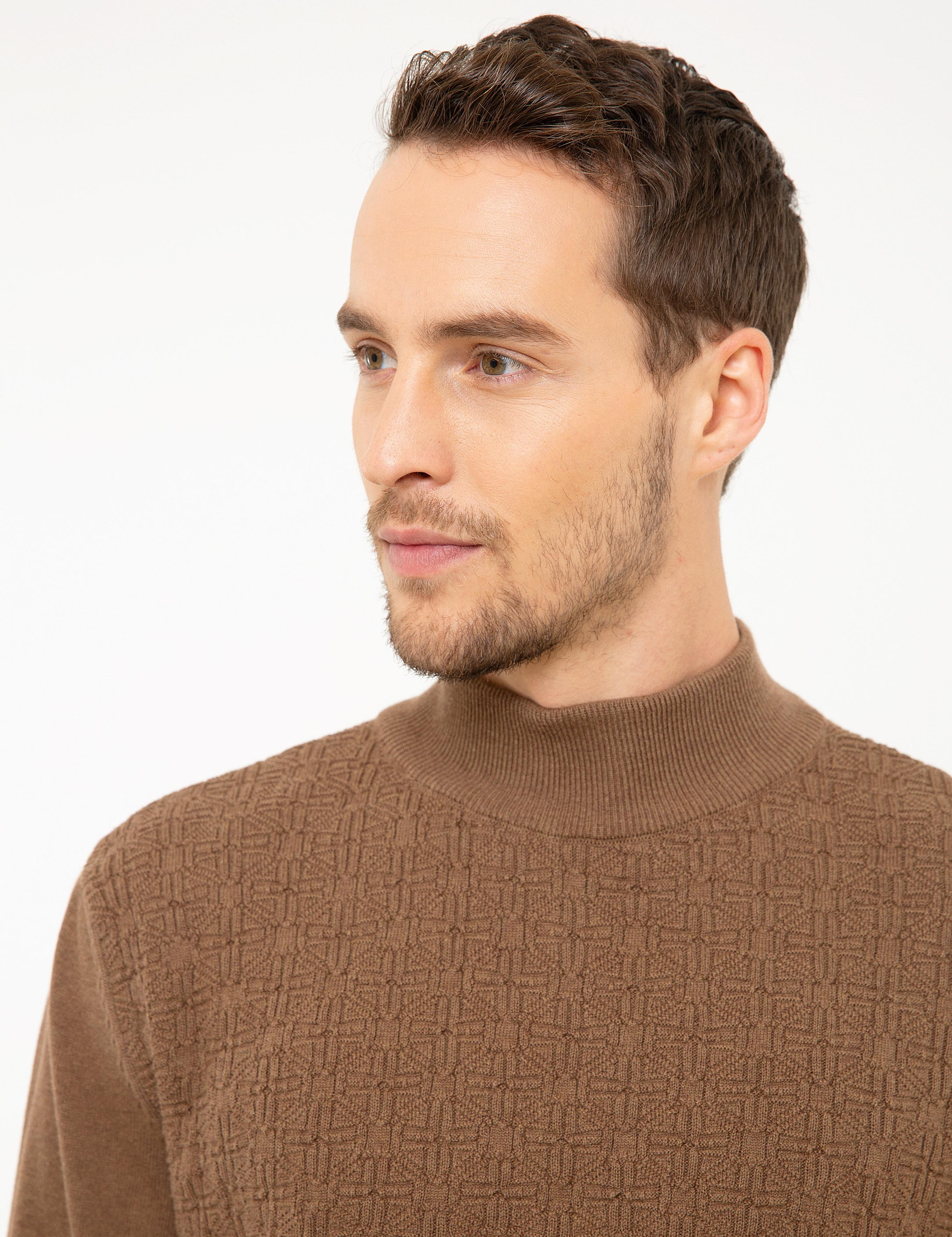 Açık Kahverengi Slim Fit Kazak