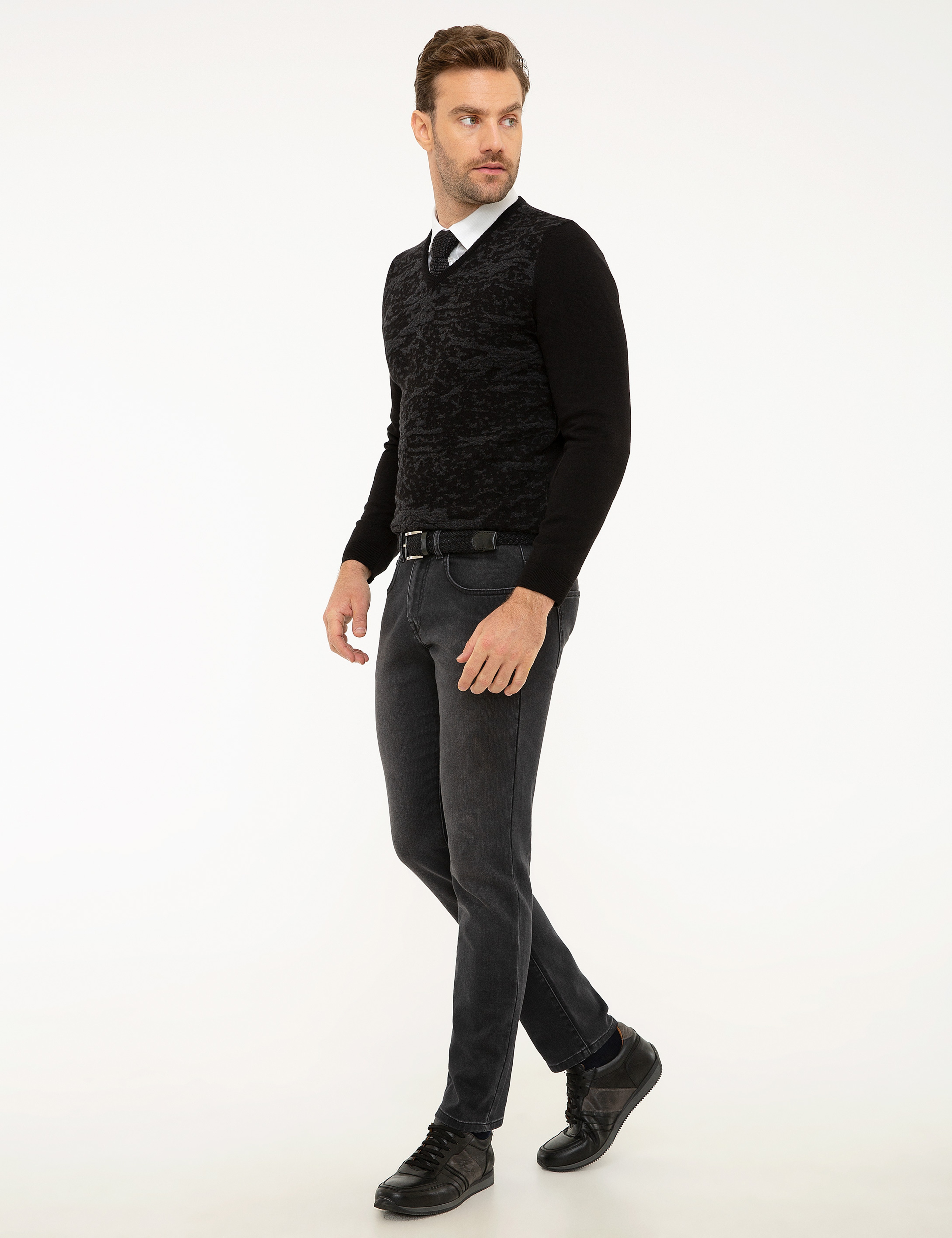 Antrasit Slim Fit Denim Pantolon - Image 2